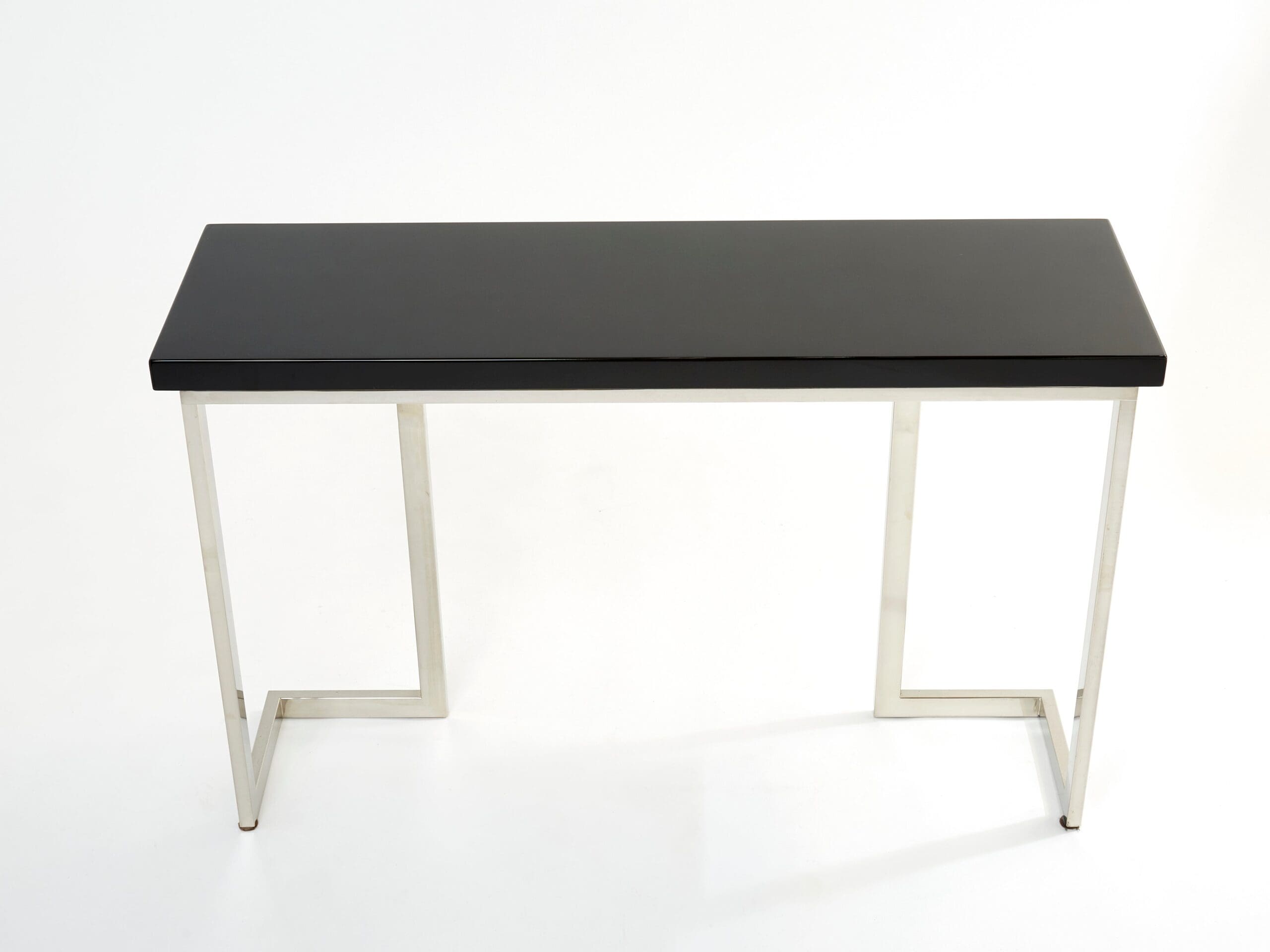 Console en laque noire et chrome par Guy Lefevre pour Maison Jansen, années 1970