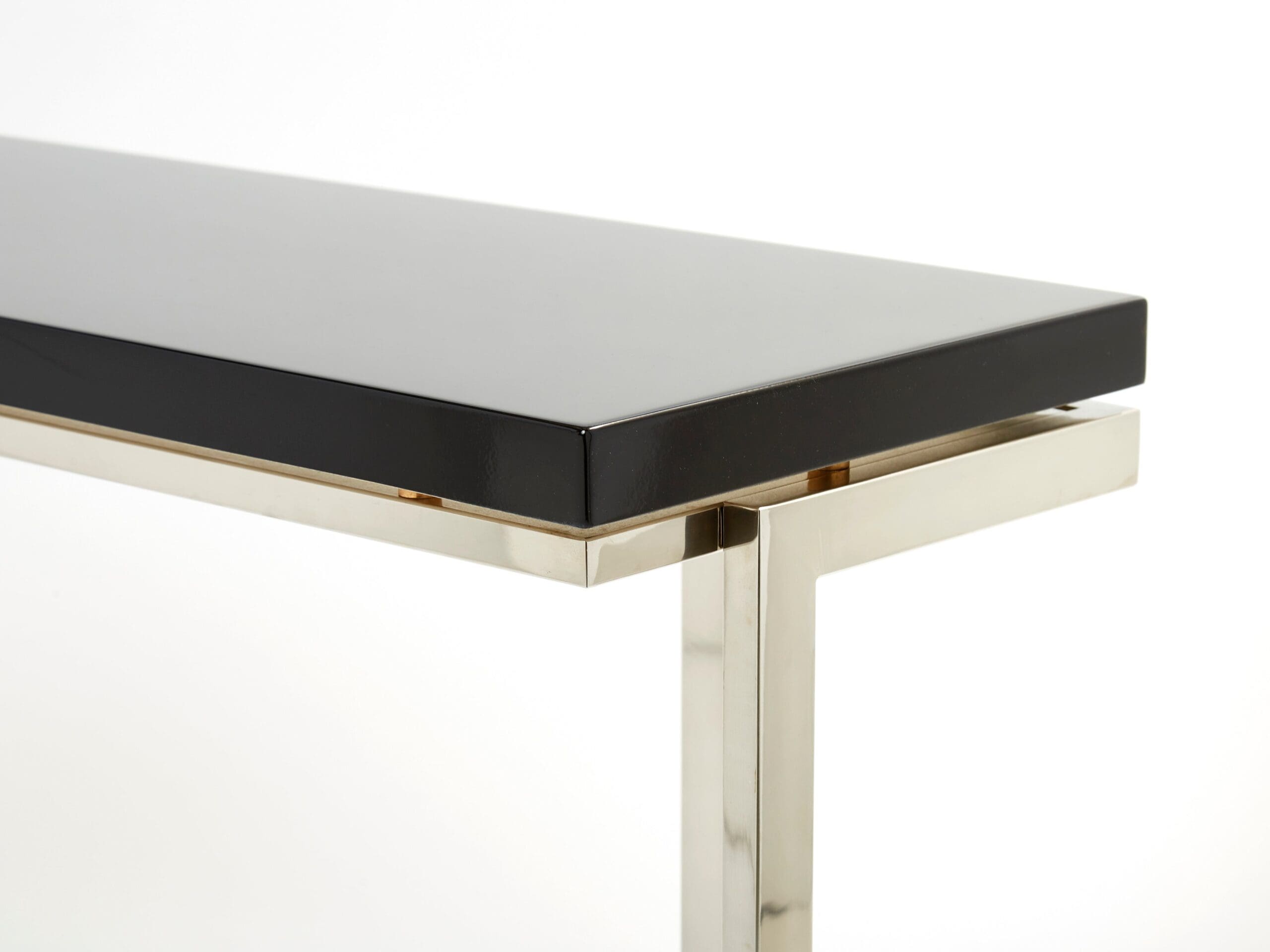 Console en laque noire et chrome par Guy Lefevre pour Maison Jansen, années 1970