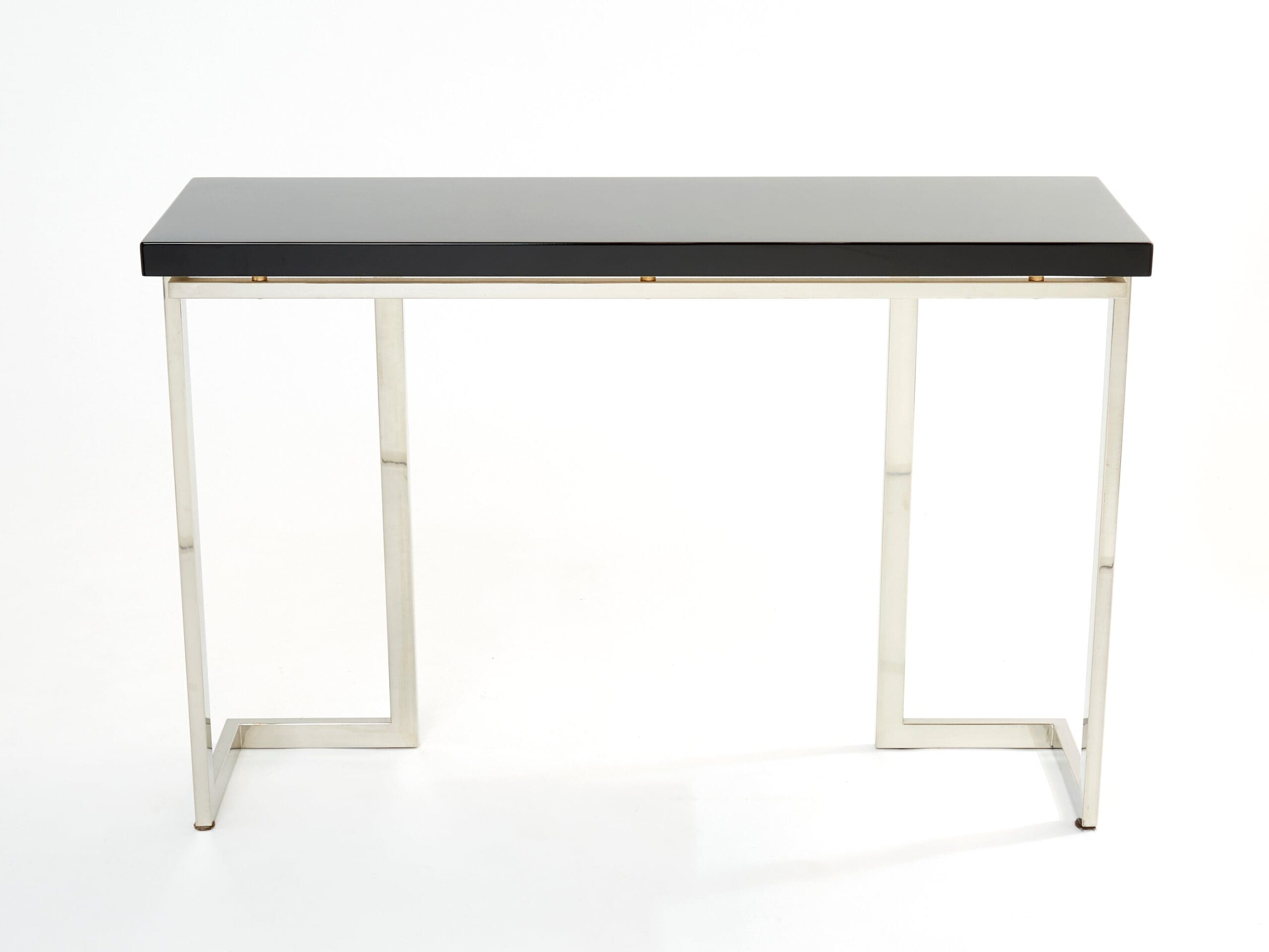 Console en laque noire et chrome par Guy Lefevre pour Maison Jansen, années 1970