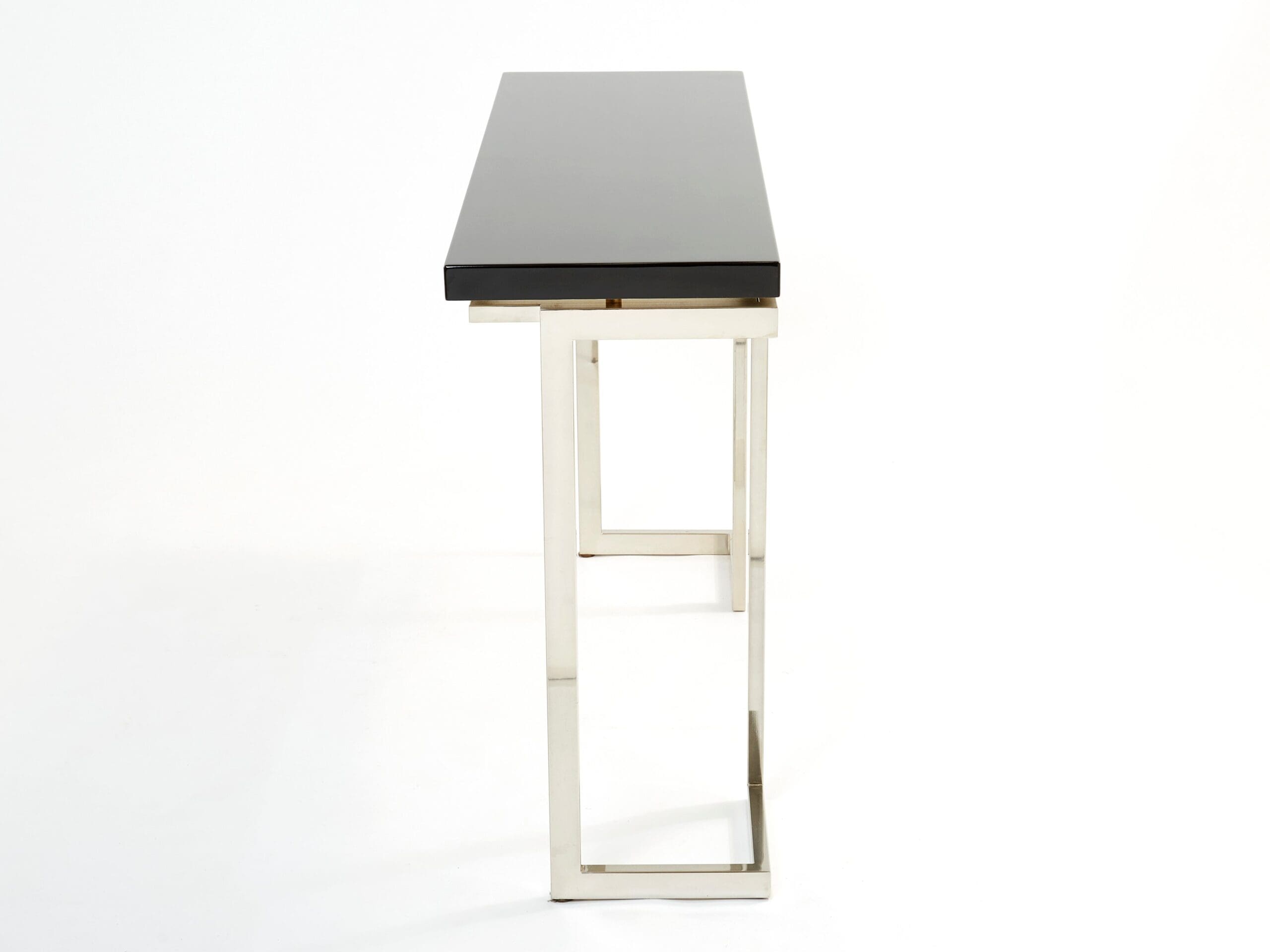 Console en laque noire et chrome par Guy Lefevre pour Maison Jansen, années 1970
