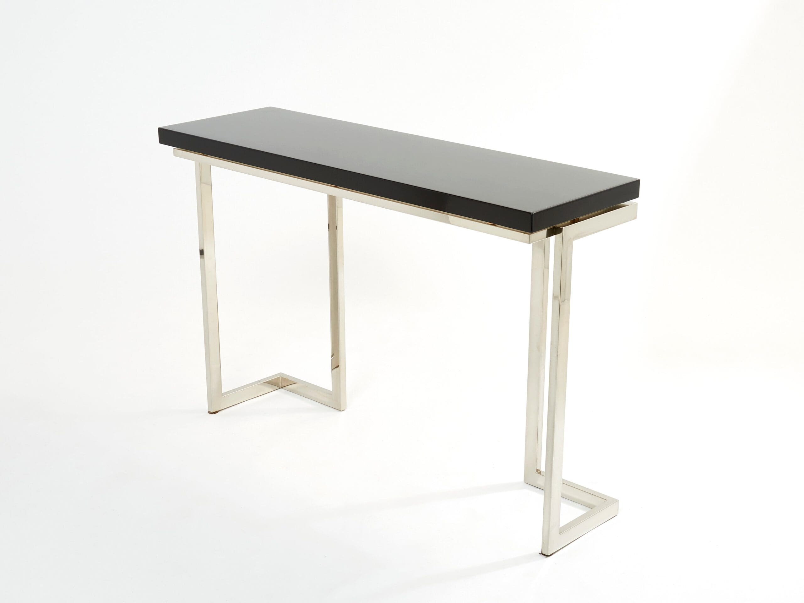 Console en laque noire et chrome par Guy Lefevre pour Maison Jansen, années 1970