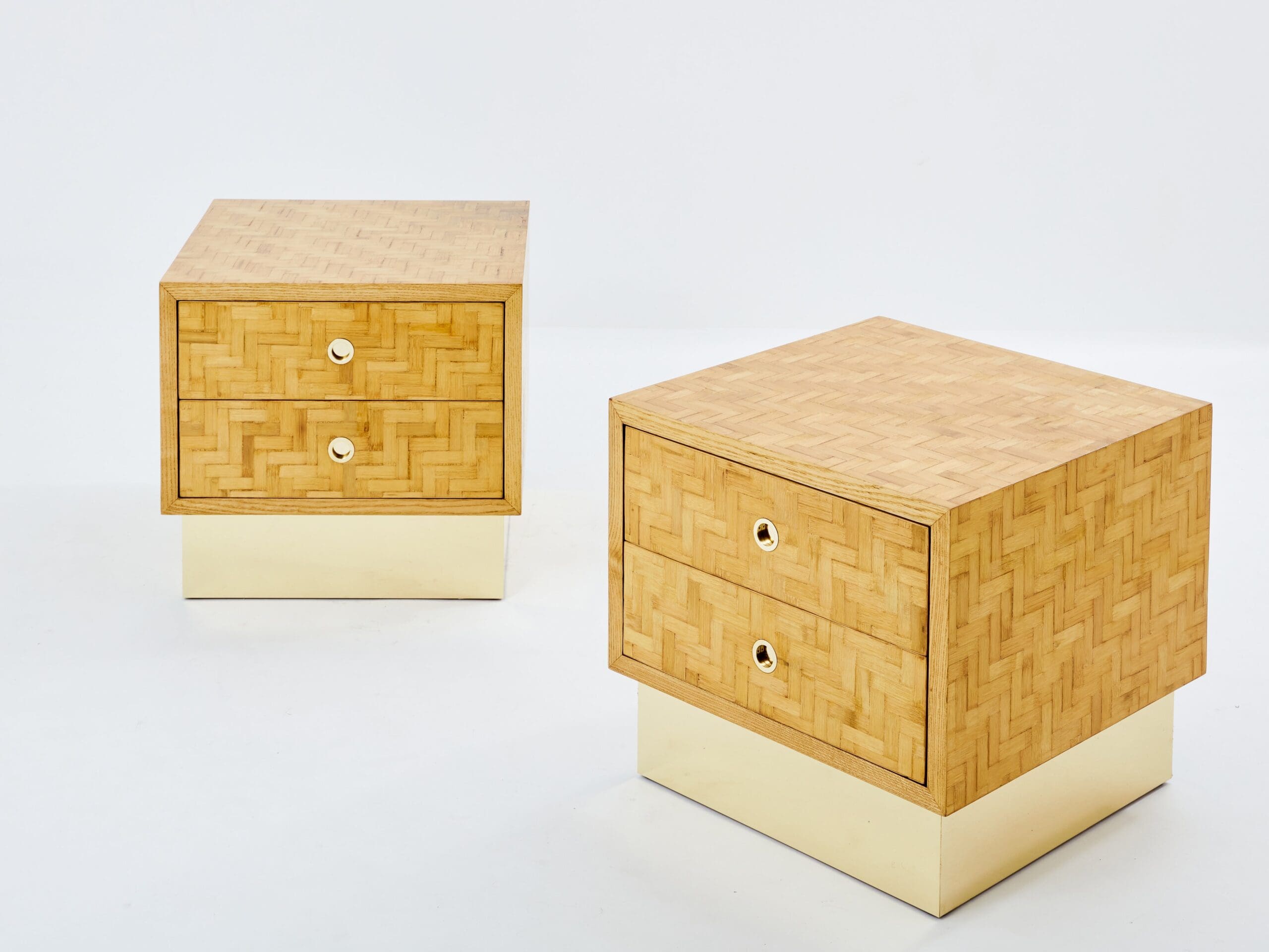 Tables de chevet Dal Vera en bambou et laiton, années 70 – Design italien