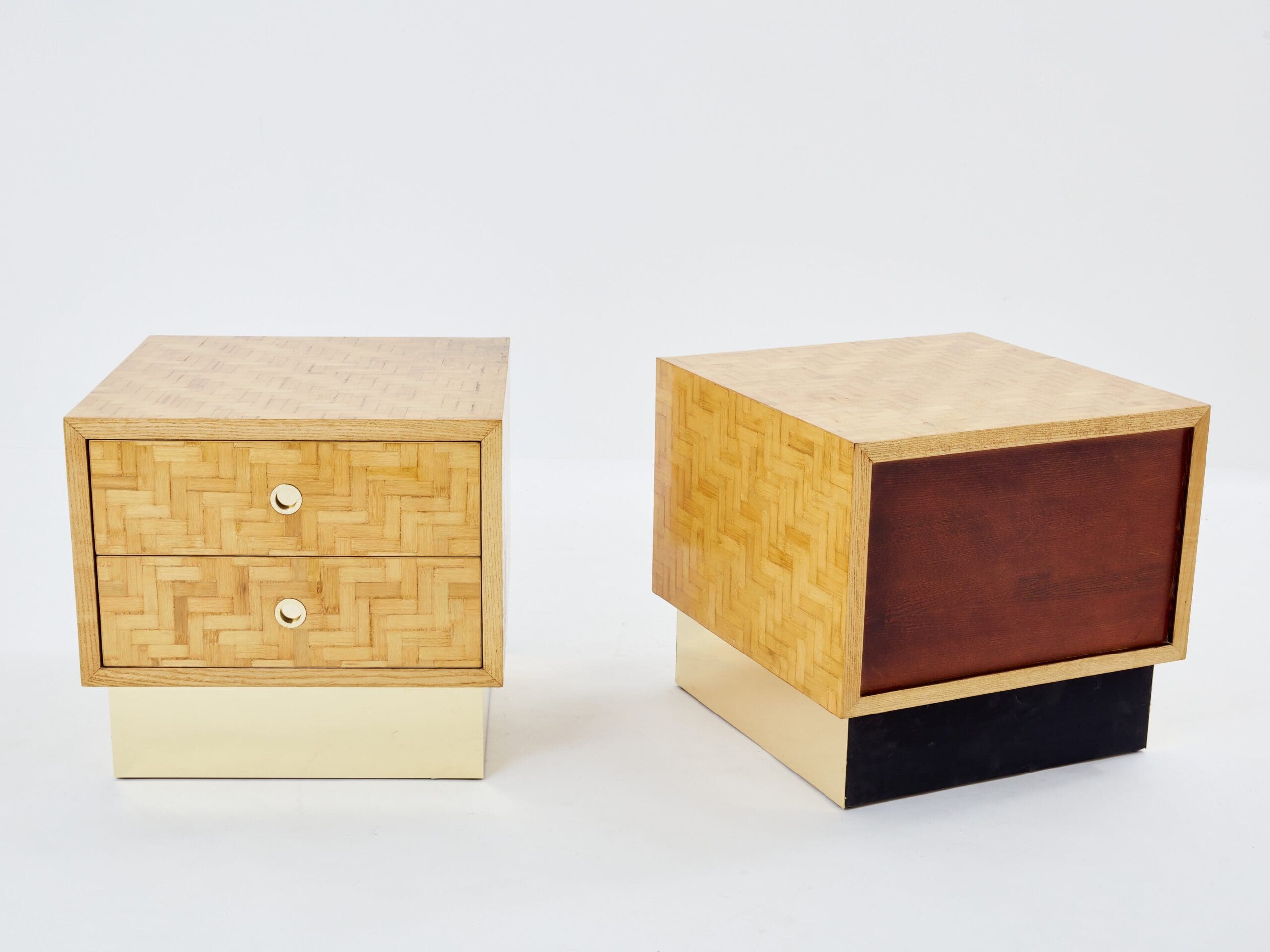 Tables de chevet Dal Vera en bambou et laiton, années 70 – Design italien