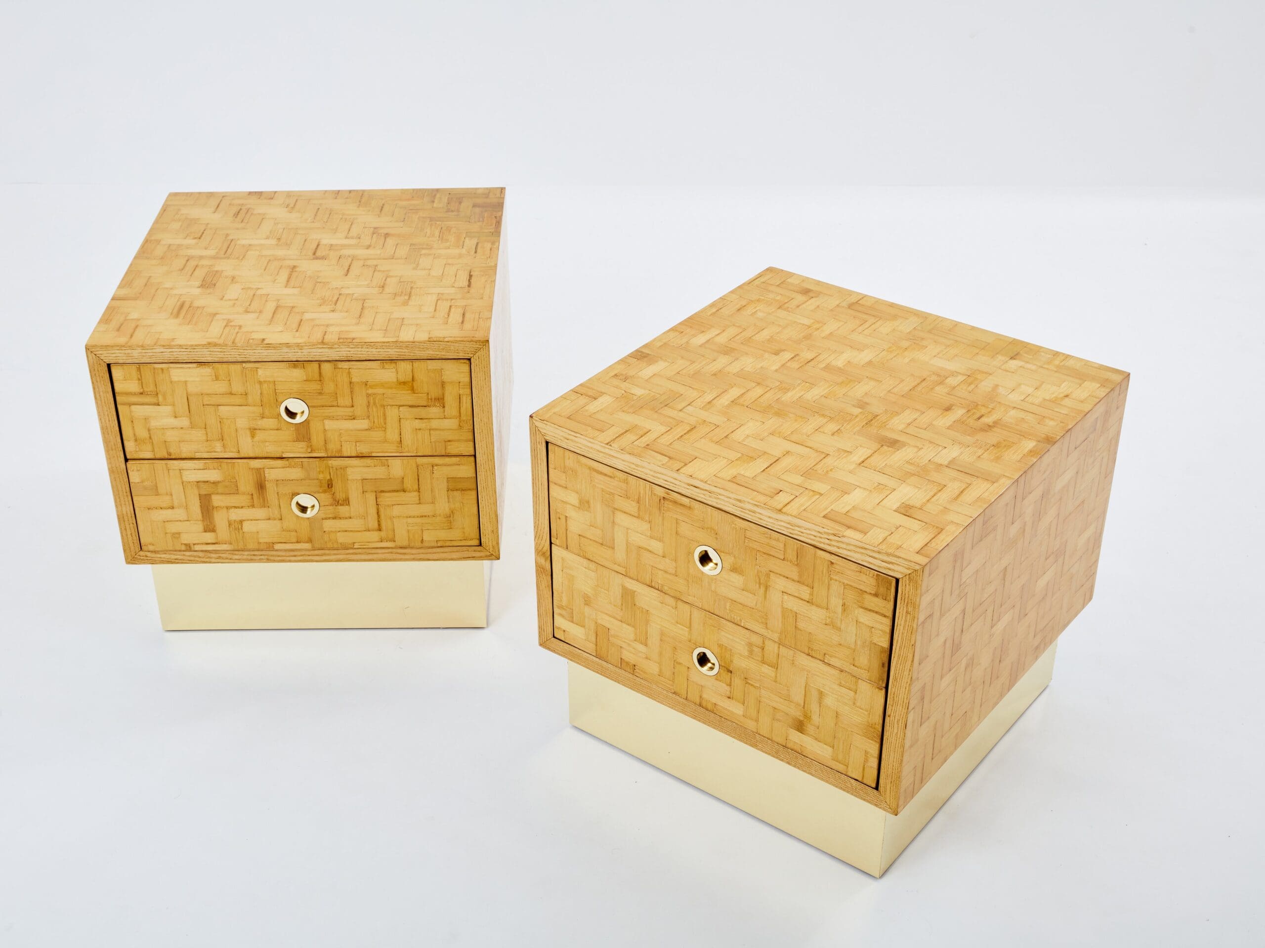 Tables de chevet Dal Vera en bambou et laiton, années 70 – Design italien