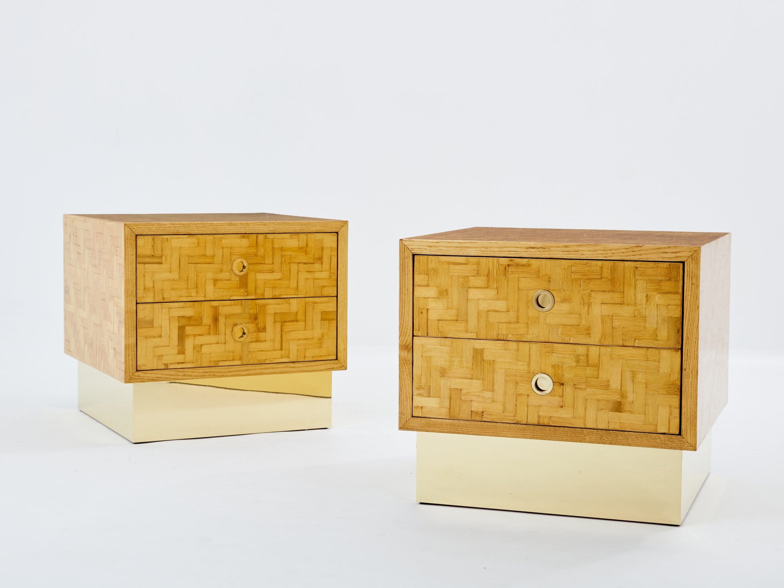 Tables de chevet Dal Vera en bambou et laiton, années 70 – Design italien