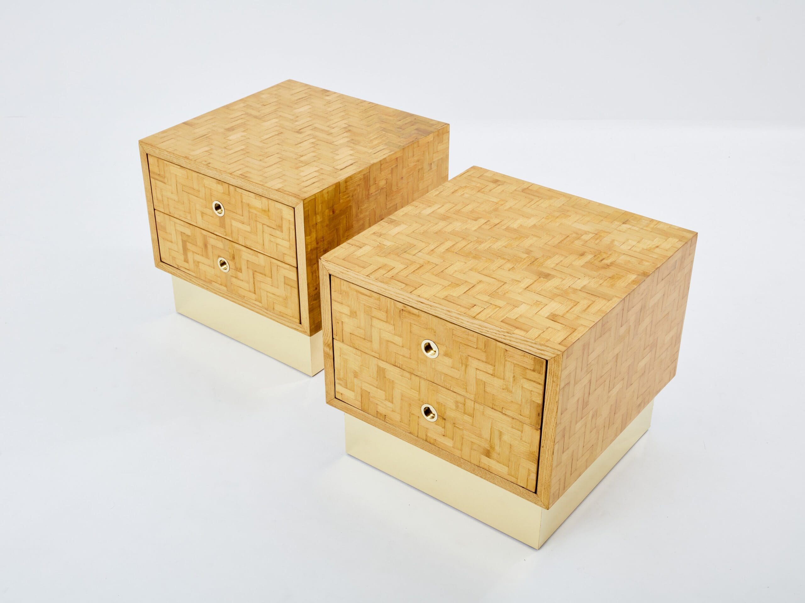 Tables de chevet Dal Vera en bambou et laiton, années 70 – Design italien