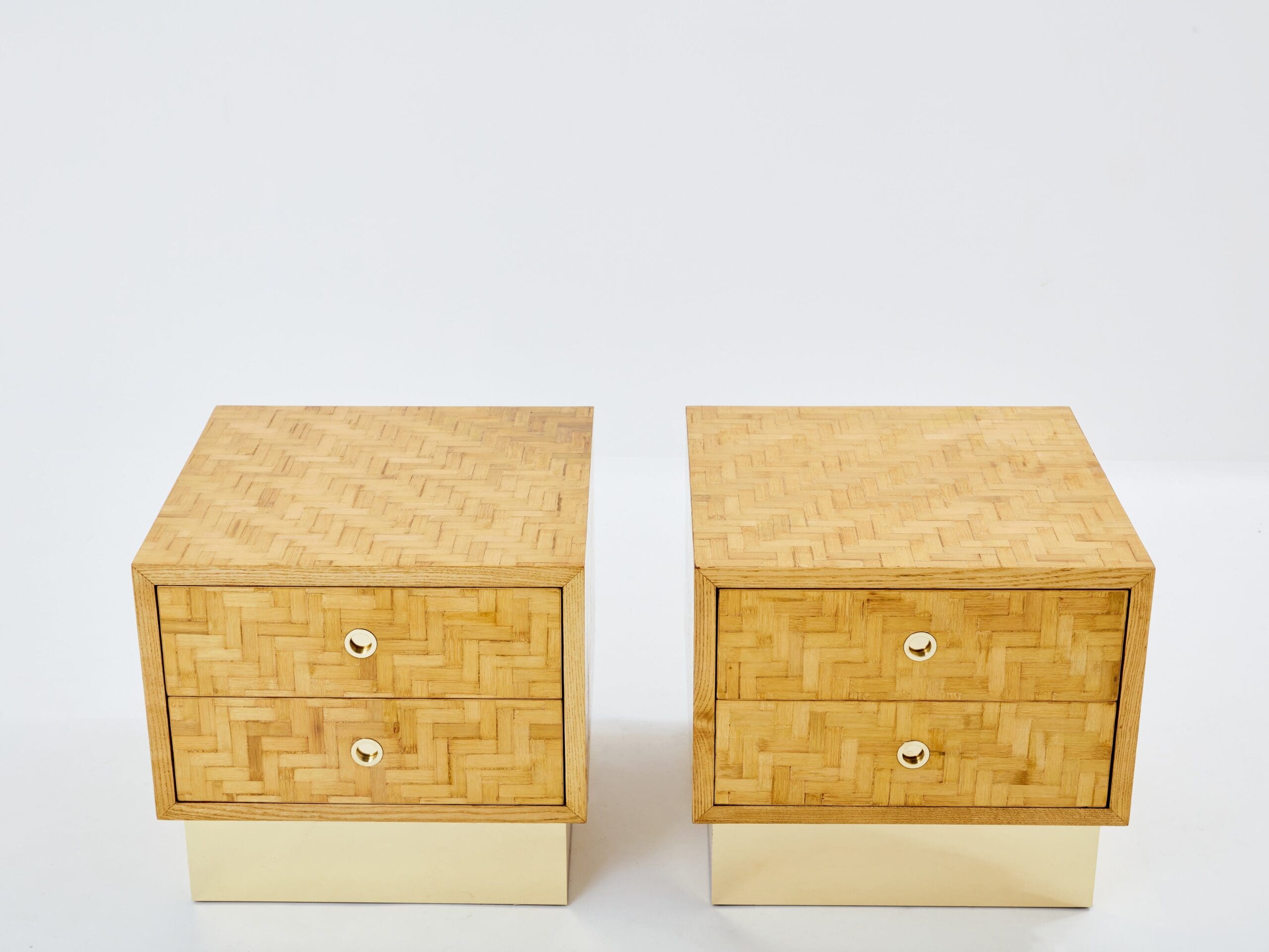 Tables de chevet Dal Vera en bambou et laiton, années 70 – Design italien