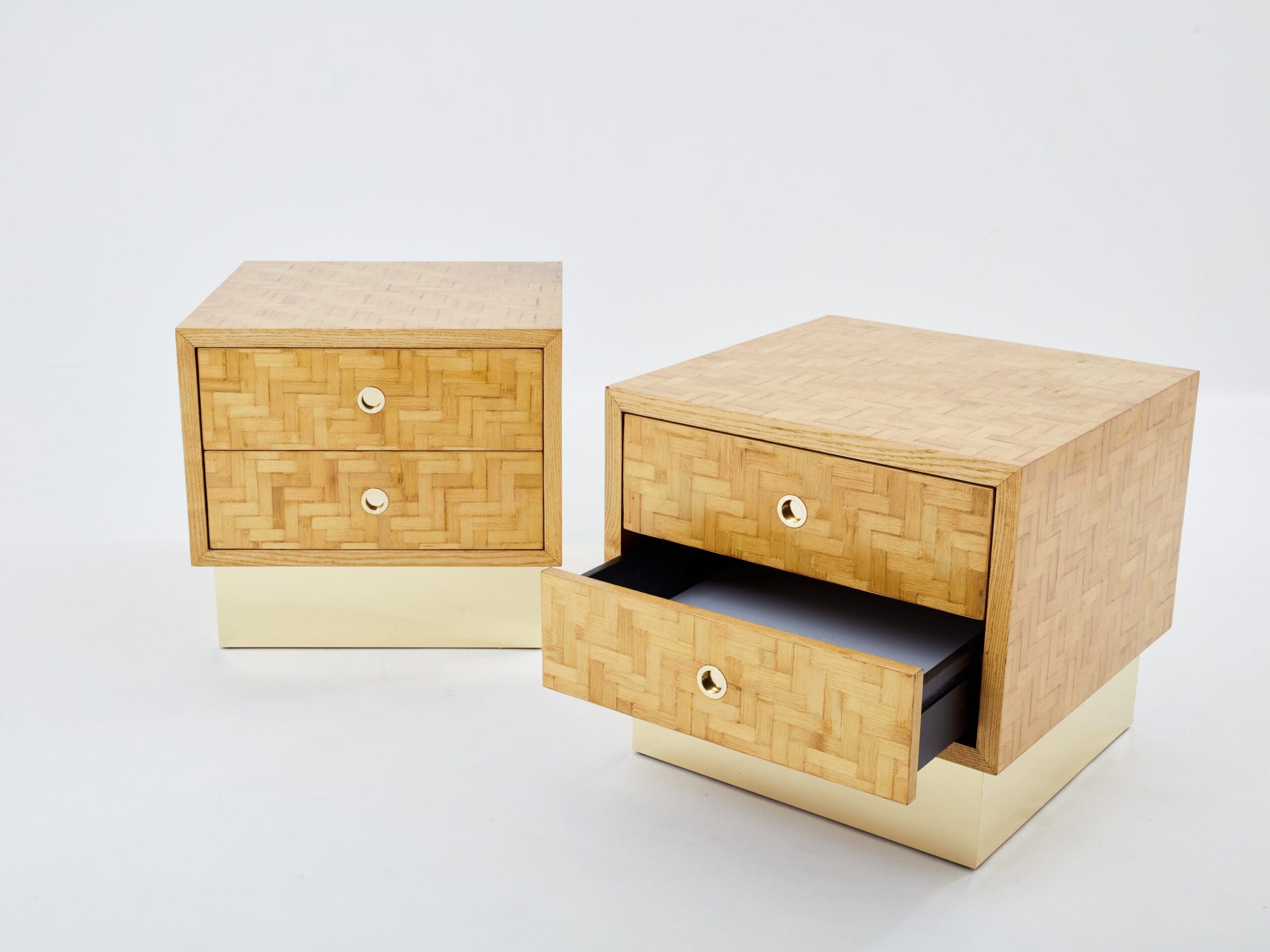 Tables de chevet Dal Vera en bambou et laiton, années 70 – Design italien
