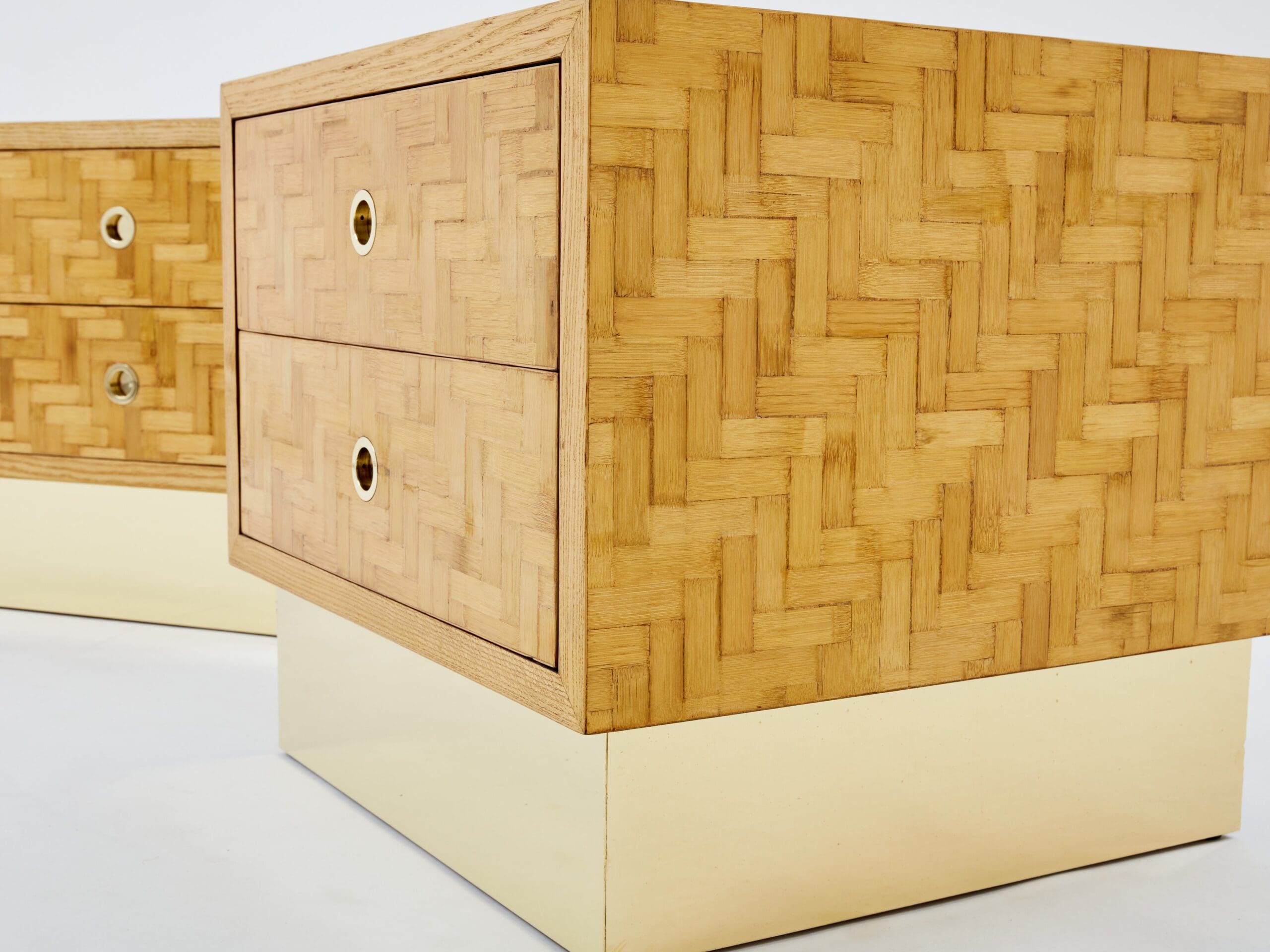 Tables de chevet Dal Vera en bambou et laiton, années 70 – Design italien