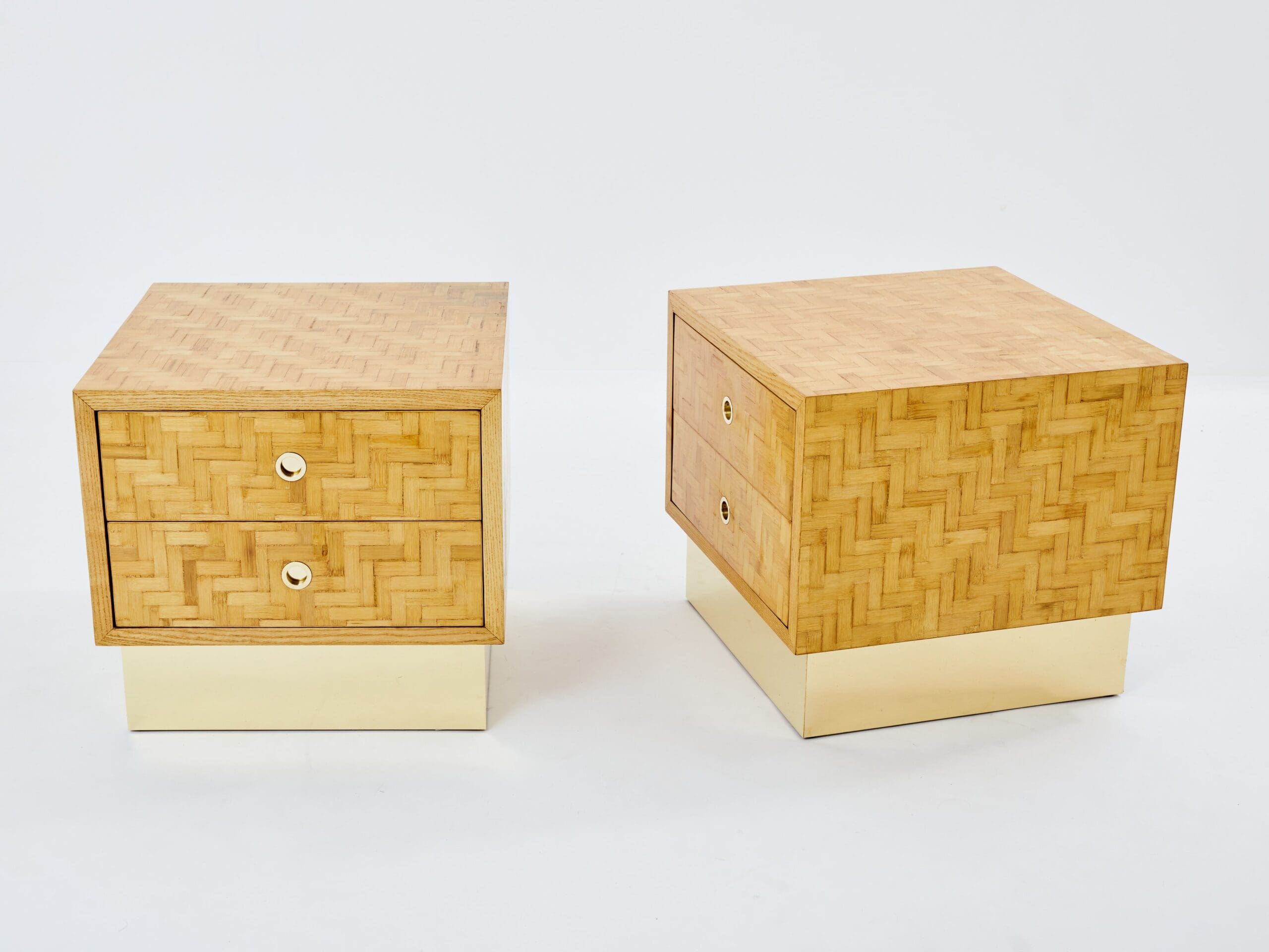 Tables de chevet Dal Vera en bambou et laiton, années 70 – Design italien