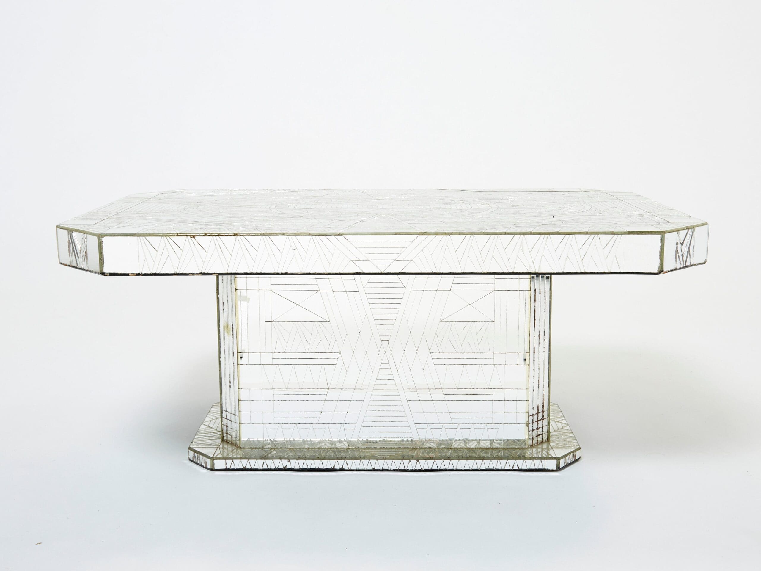 Table Basse en Mosaïque de Miroir par Daniel Clément, Années 1970