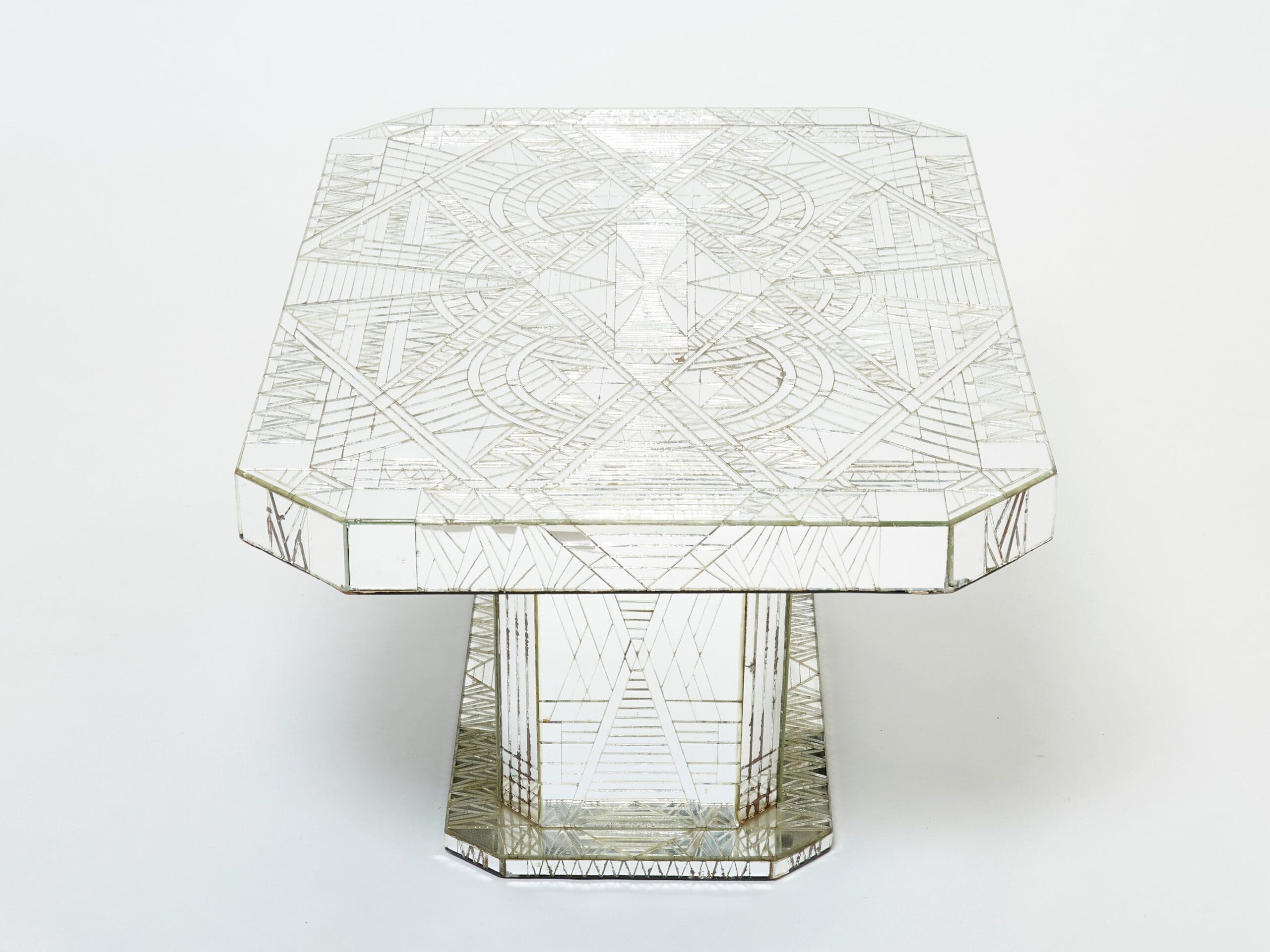Table Basse en Mosaïque de Miroir par Daniel Clément, Années 1970
