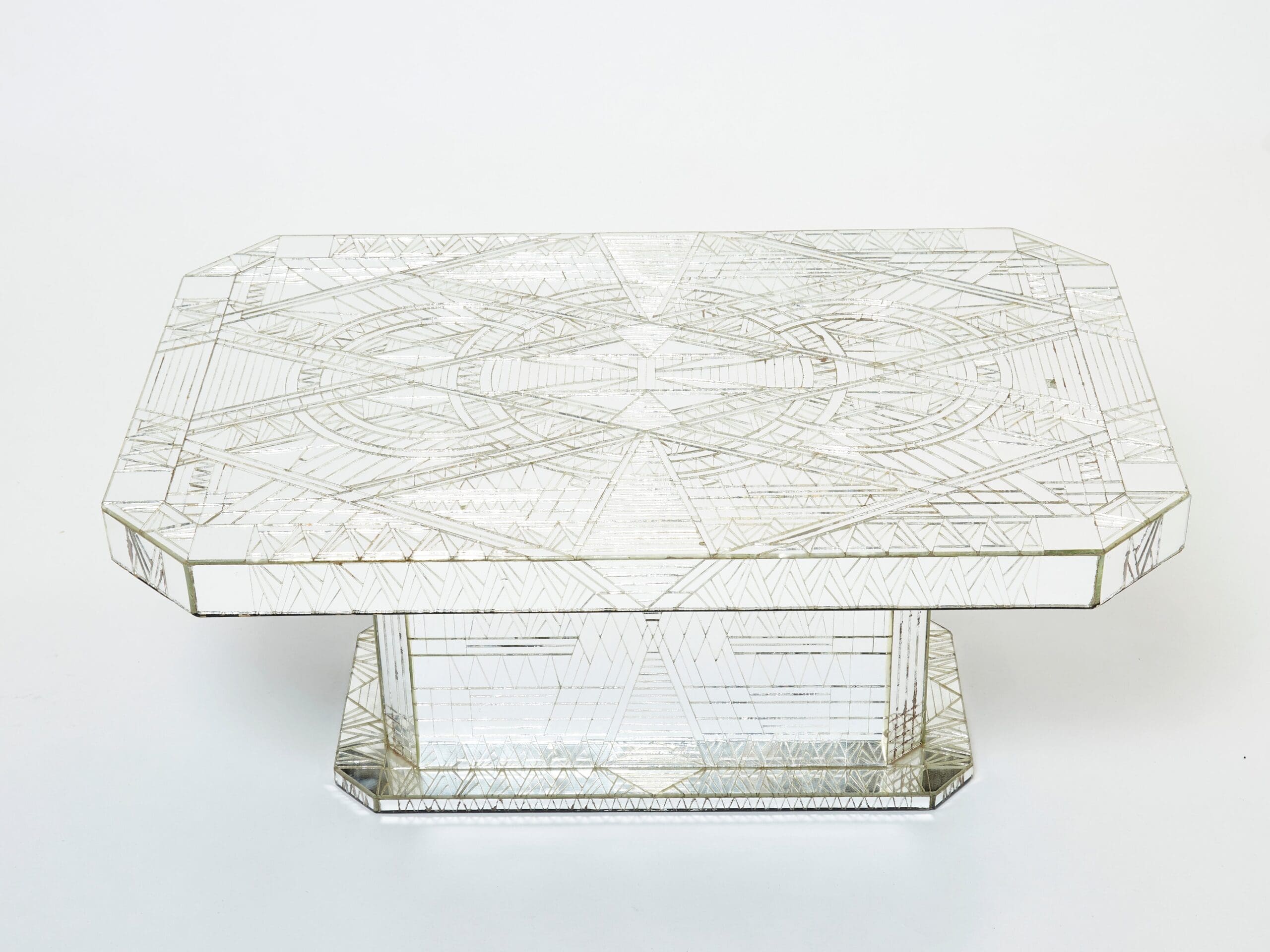Table Basse en Mosaïque de Miroir par Daniel Clément, Années 1970