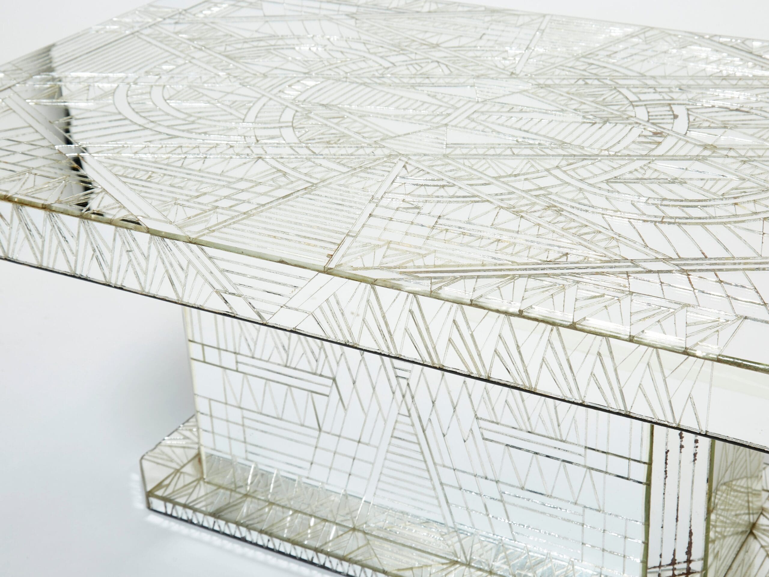 Table Basse en Mosaïque de Miroir par Daniel Clément, Années 1970
