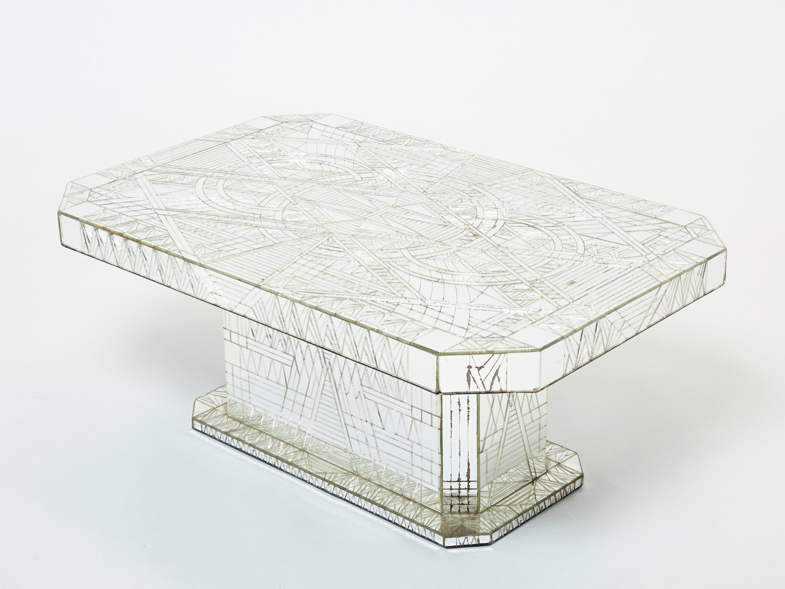 Table Basse en Mosaïque de Miroir par Daniel Clément, Années 1970