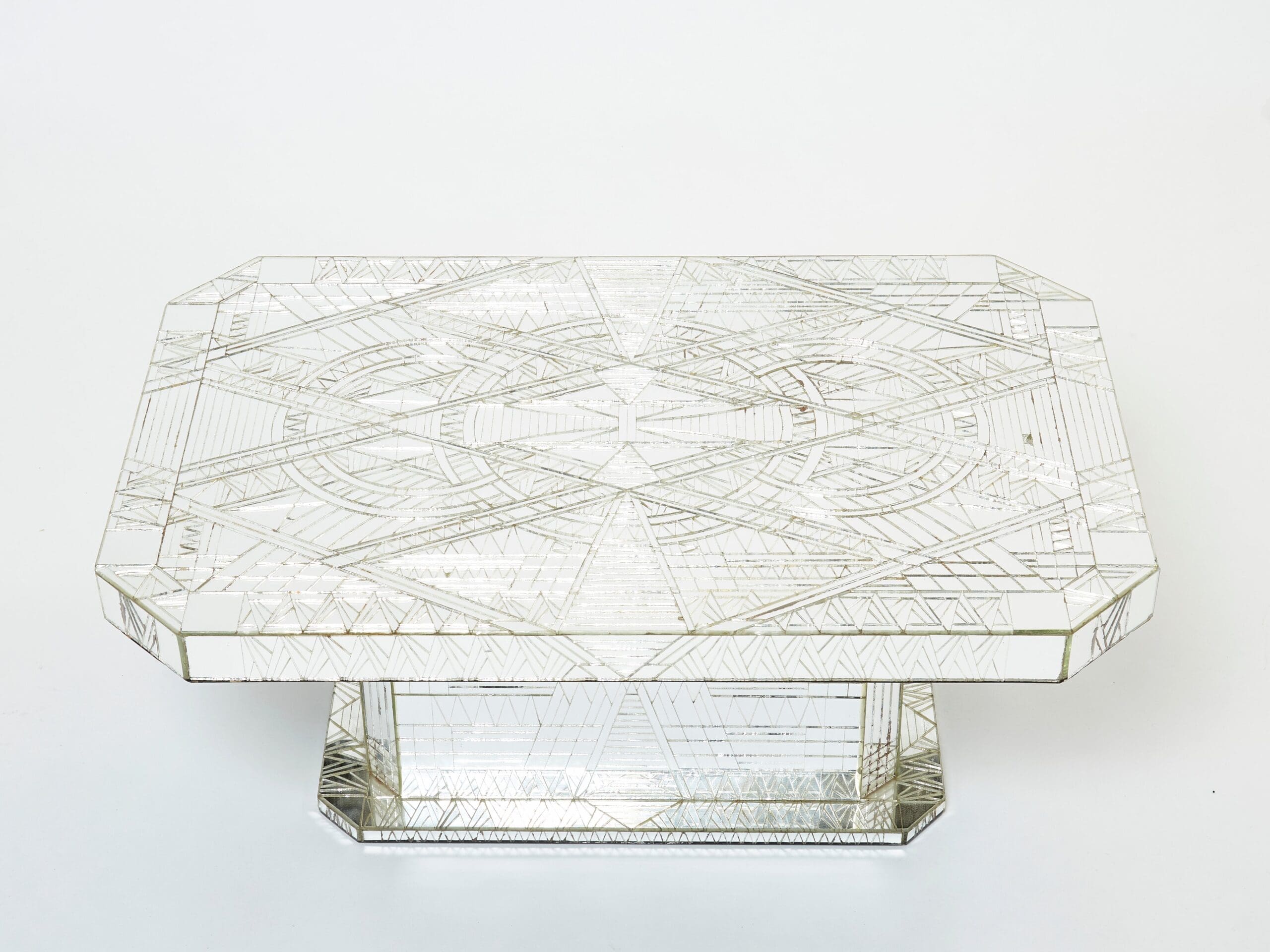 Table Basse en Mosaïque de Miroir par Daniel Clément, Années 1970