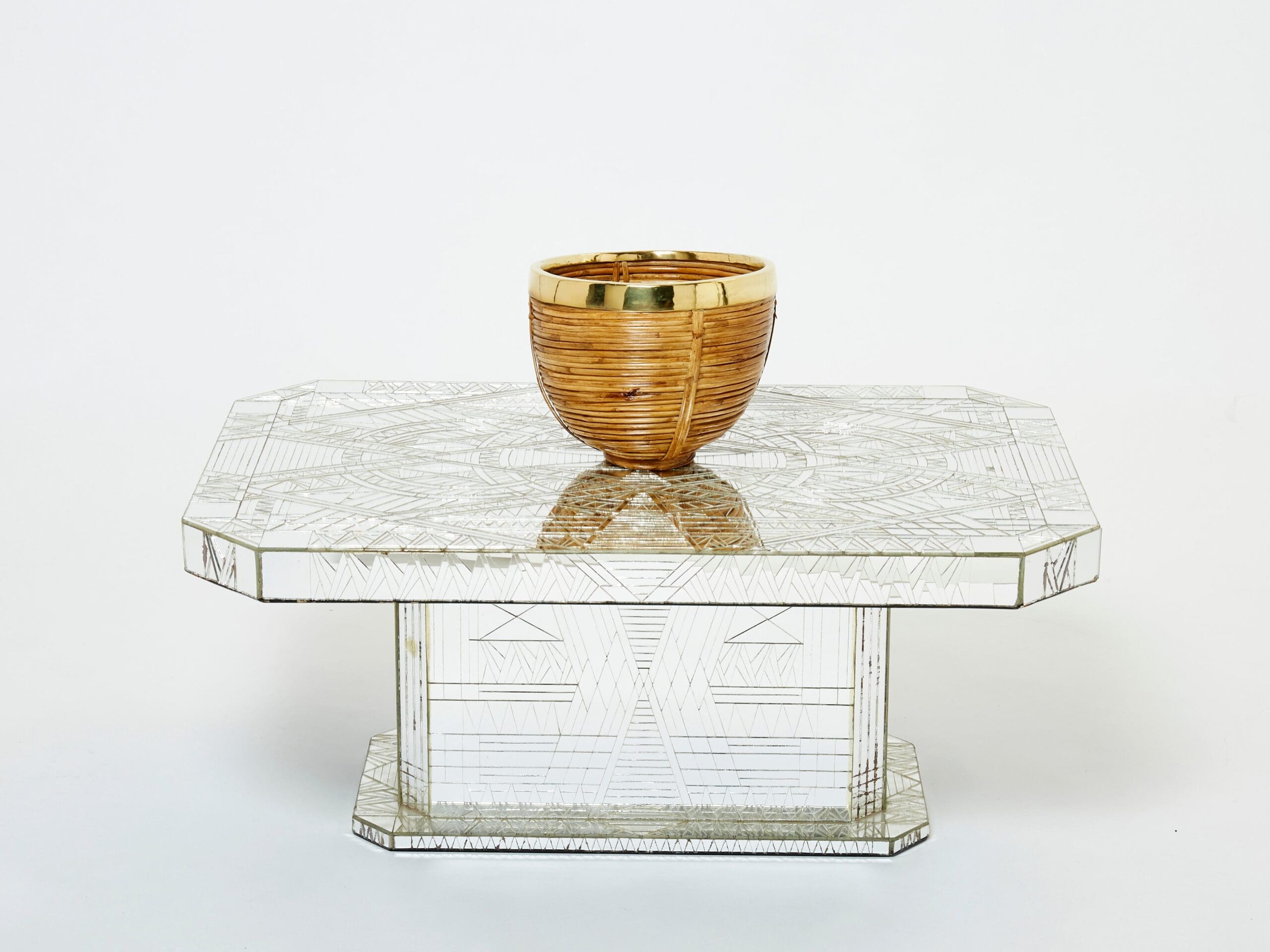Table Basse en Mosaïque de Miroir par Daniel Clément, Années 1970