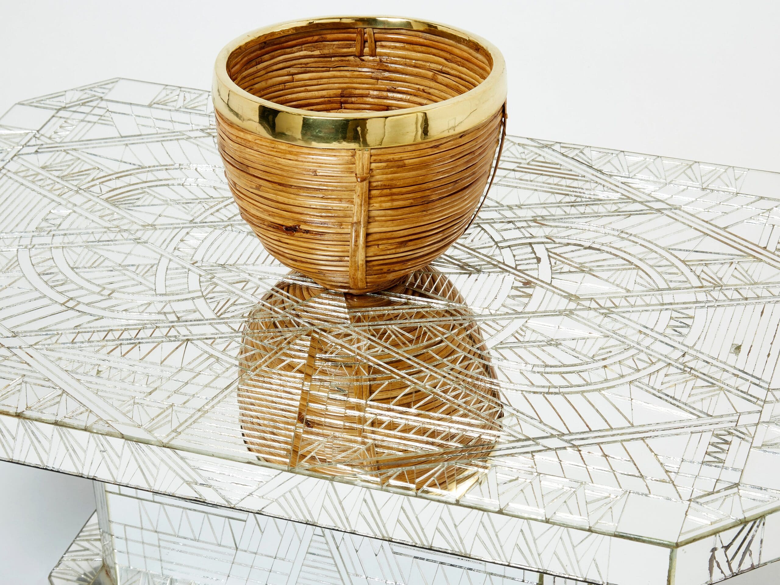 Table Basse en Mosaïque de Miroir par Daniel Clément, Années 1970