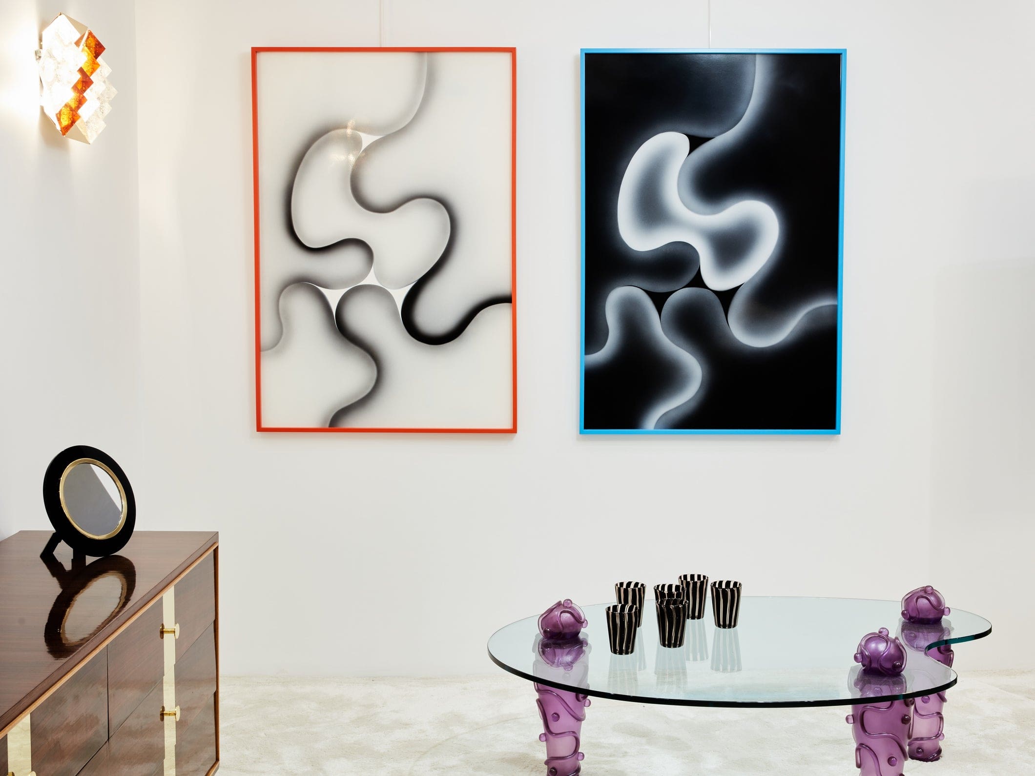 Diptyque Unique de Les Simonnet sur Plexiglas Encadré, 1996