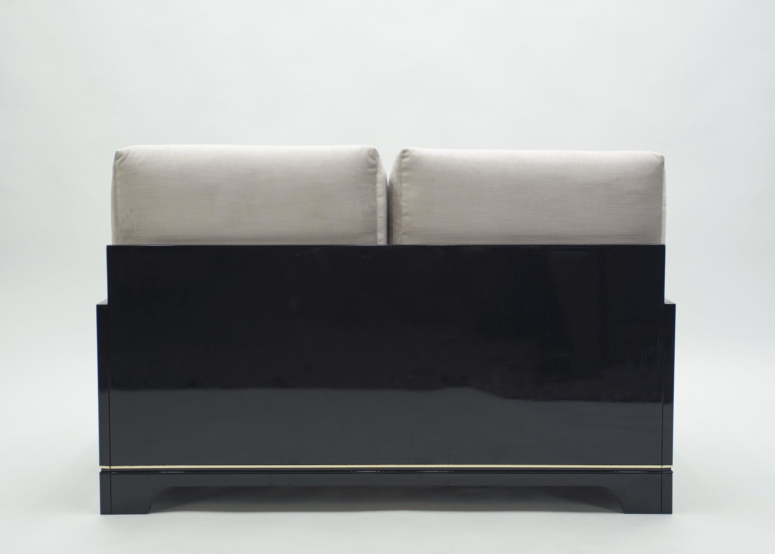 Ensemble de Salon Italien Laqué et en Laiton par Romeo Rega, Années 1970