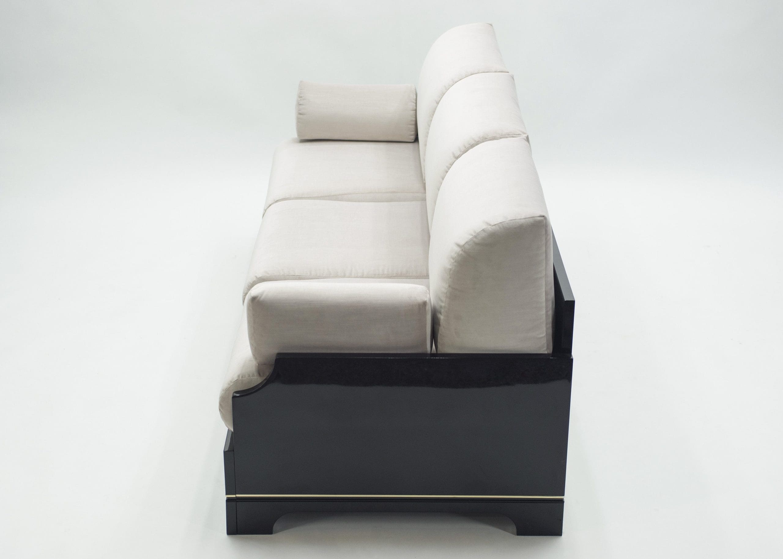 Ensemble de Salon Italien Laqué et en Laiton par Romeo Rega, Années 1970