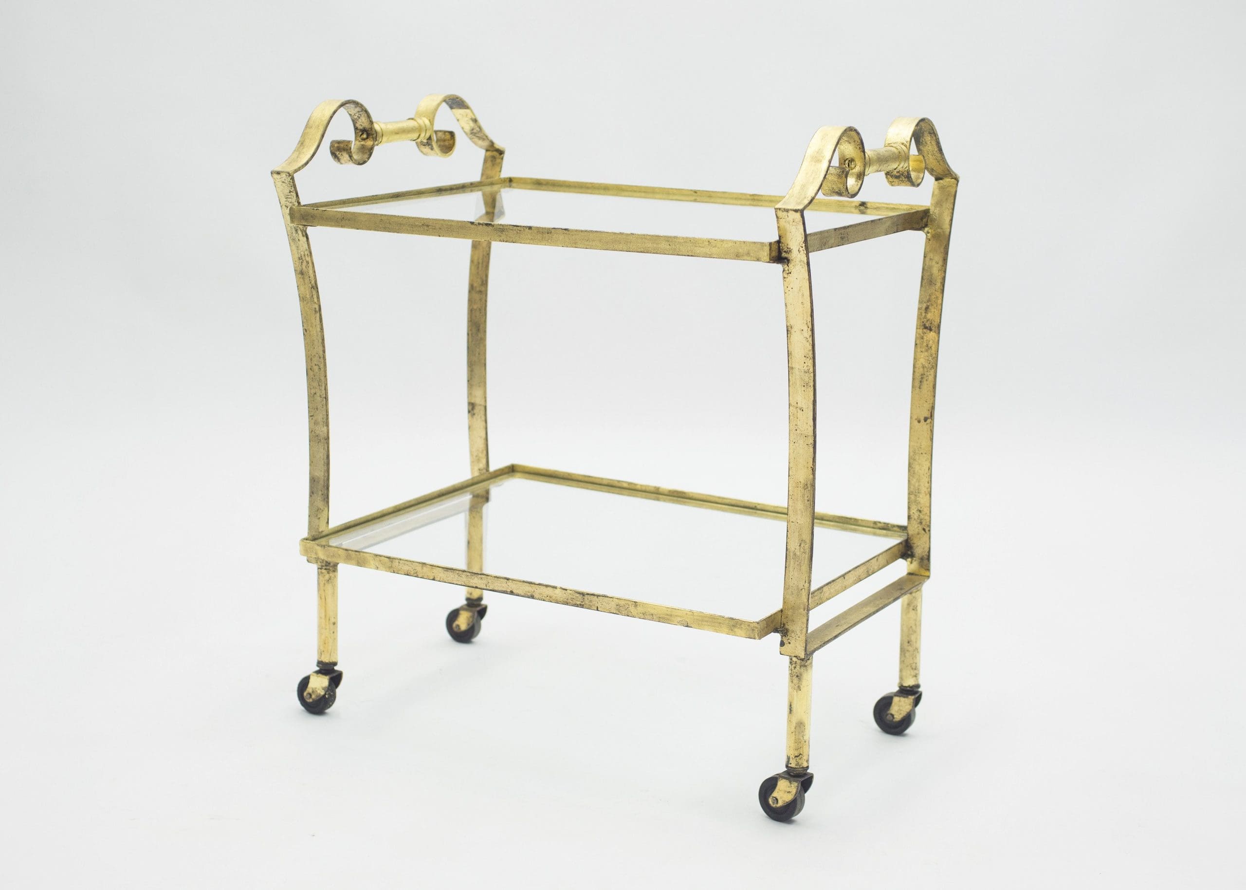 Chariot de Bar Néoclassique Français Maison Ramsay Doré, Années 1940