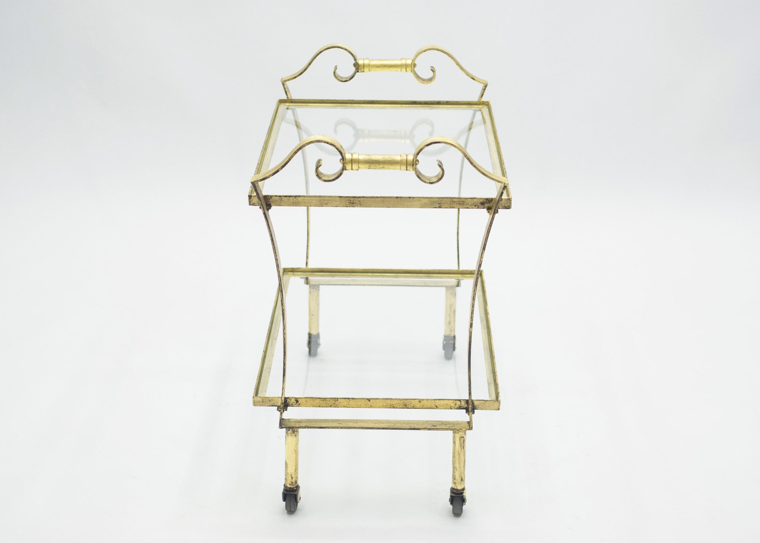 Chariot de Bar Néoclassique Français Maison Ramsay Doré, Années 1940