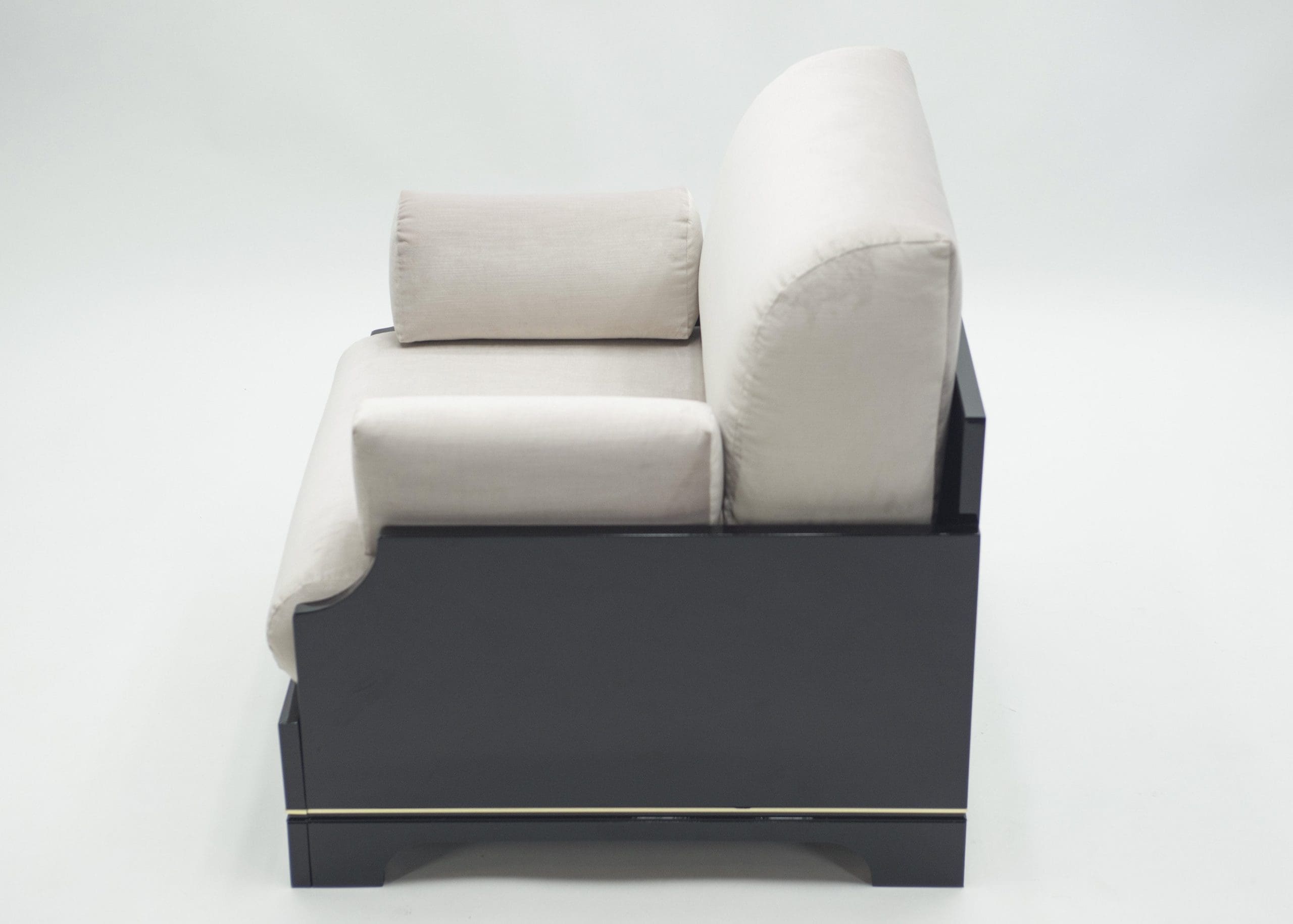 Ensemble de Salon Italien Laqué et en Laiton par Romeo Rega, Années 1970