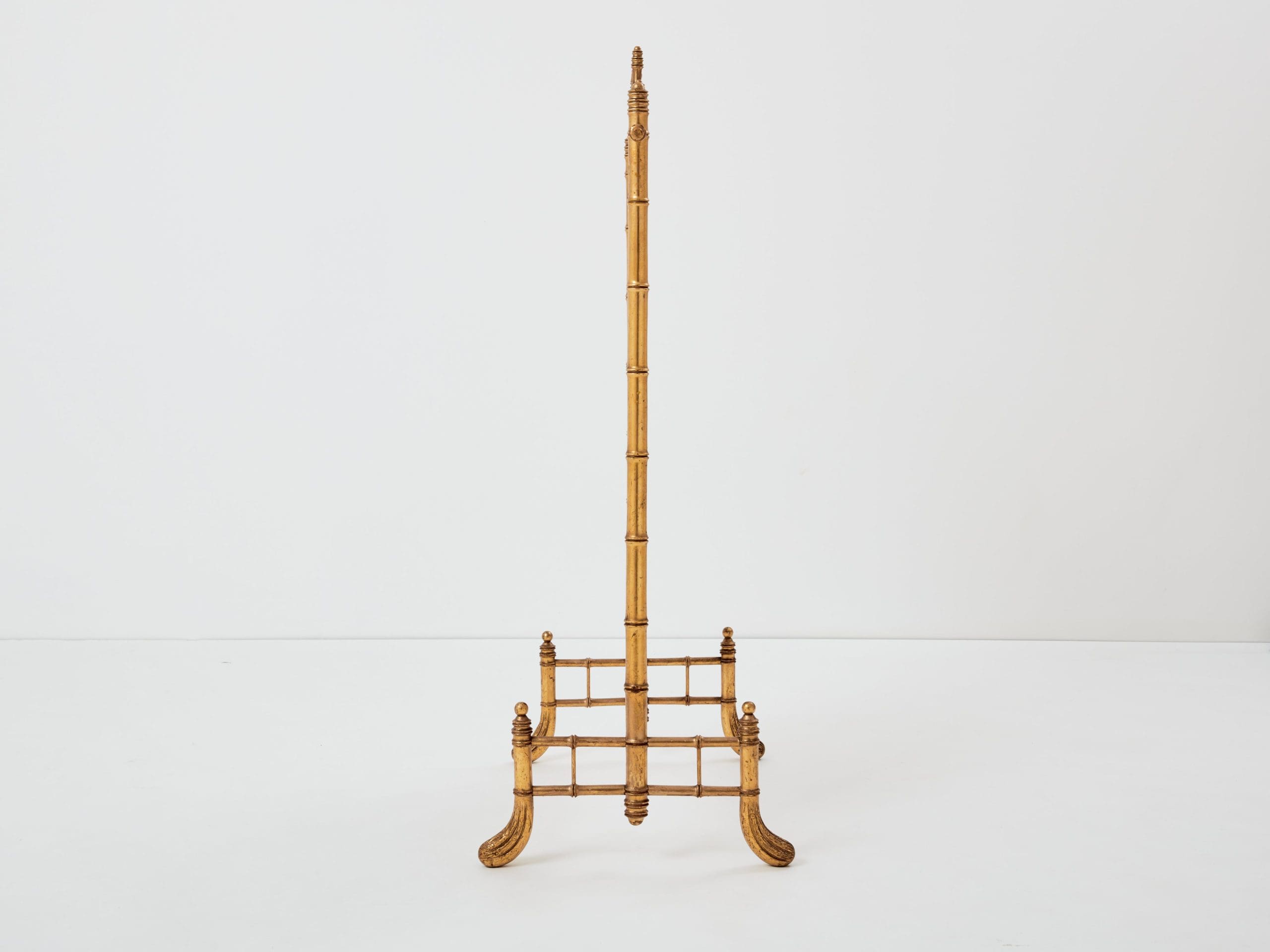 Écran de Cheminée Décoratif en Bois Doré Imitation Bambou – Années 1960