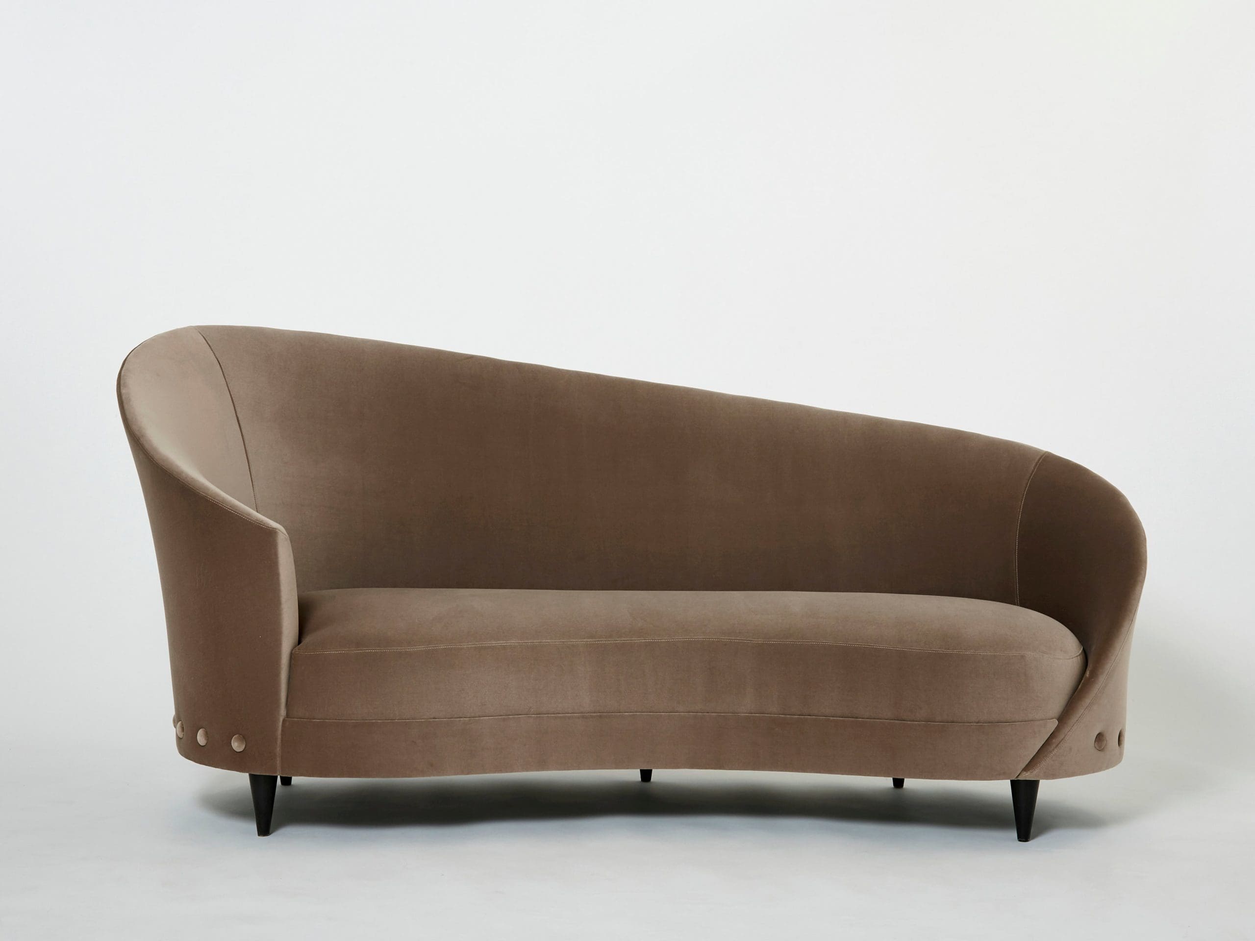 Canapé Méridienne Rond en Velours par Federico Munari (1960s)