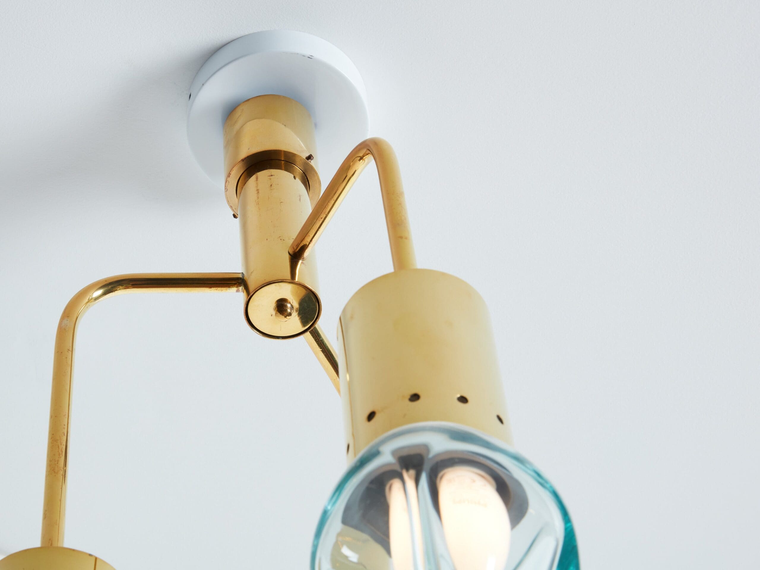 Suspension en Verre Murano et Laiton par Flavio Poli pour Seguso, Années 1950