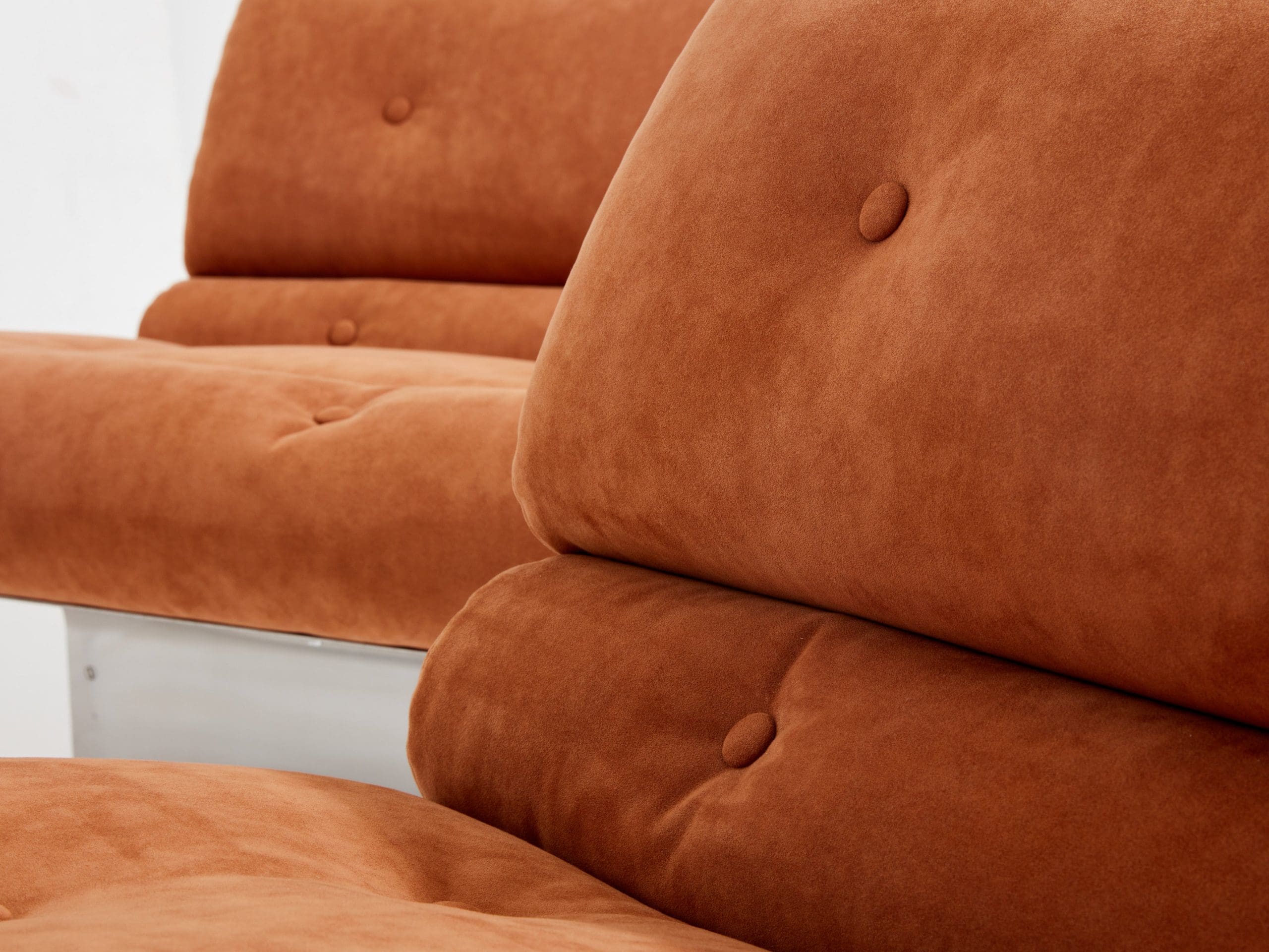 François Monnet pour Kappa Fauteuils en acier inoxydable et en daim 1970