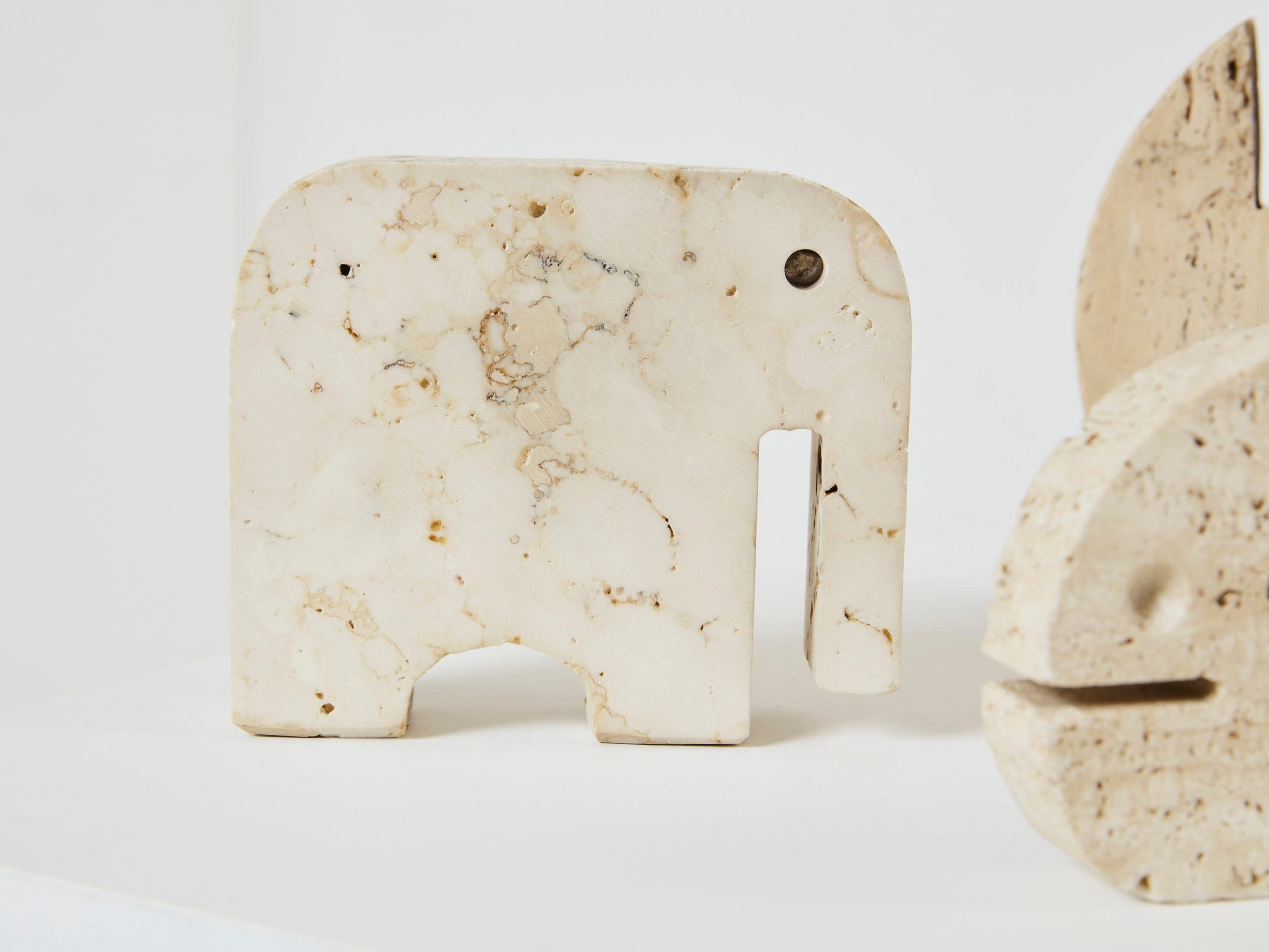 Ensemble de Sculptures Animales en Travertin par Fratelli Mannelli, Années 1970
