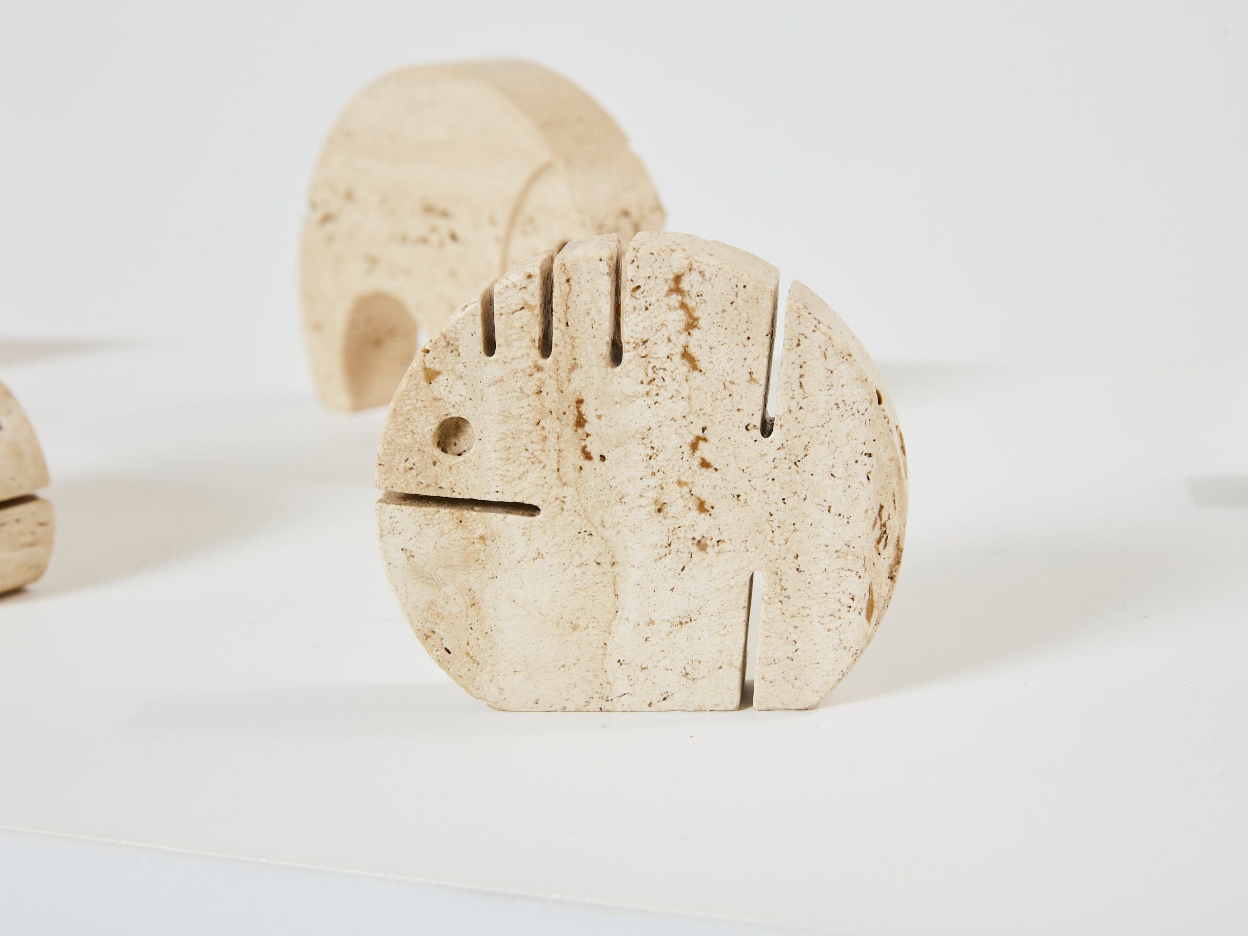 Ensemble de Sculptures Animales en Travertin par Fratelli Mannelli, Années 1970
