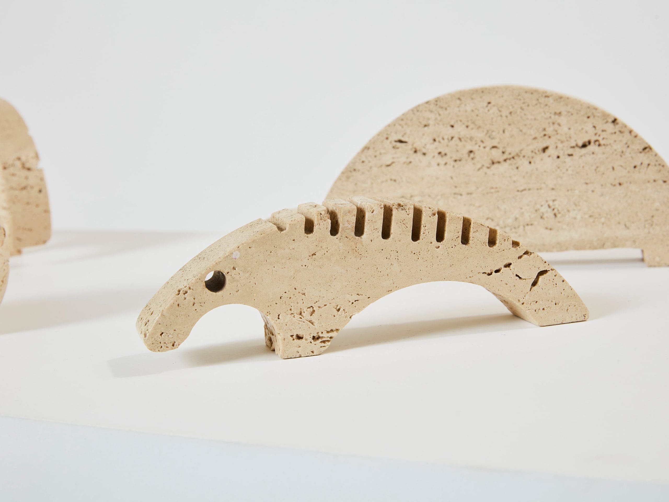 Ensemble de Sculptures Animales en Travertin par Fratelli Mannelli, Années 1970