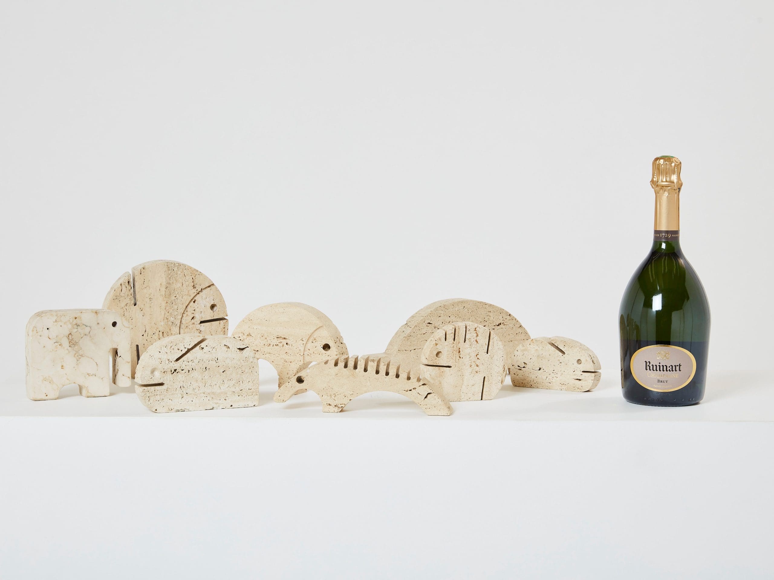 Ensemble de Sculptures Animales en Travertin par Fratelli Mannelli, Années 1970