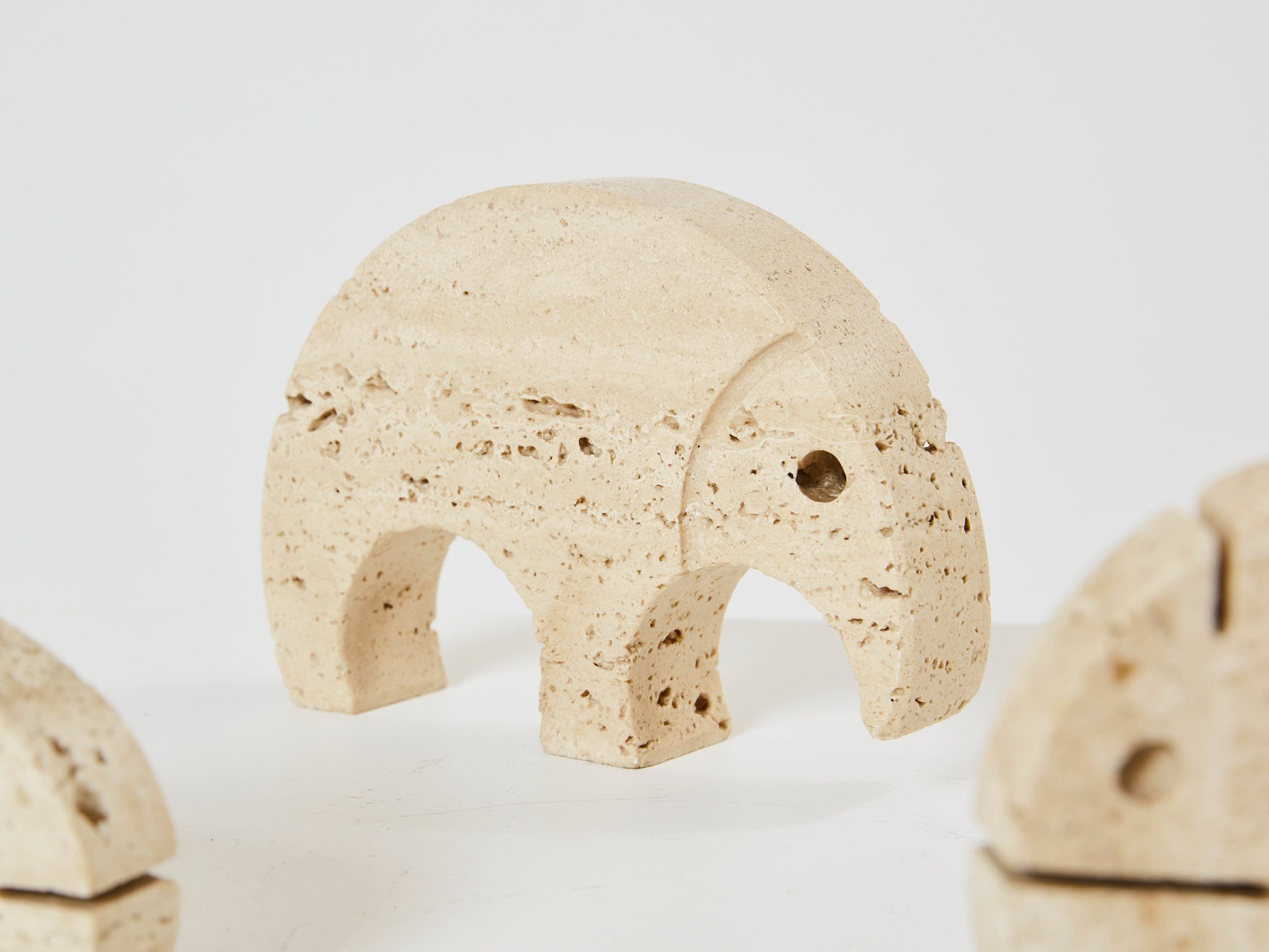 Ensemble de Sculptures Animales en Travertin par Fratelli Mannelli, Années 1970