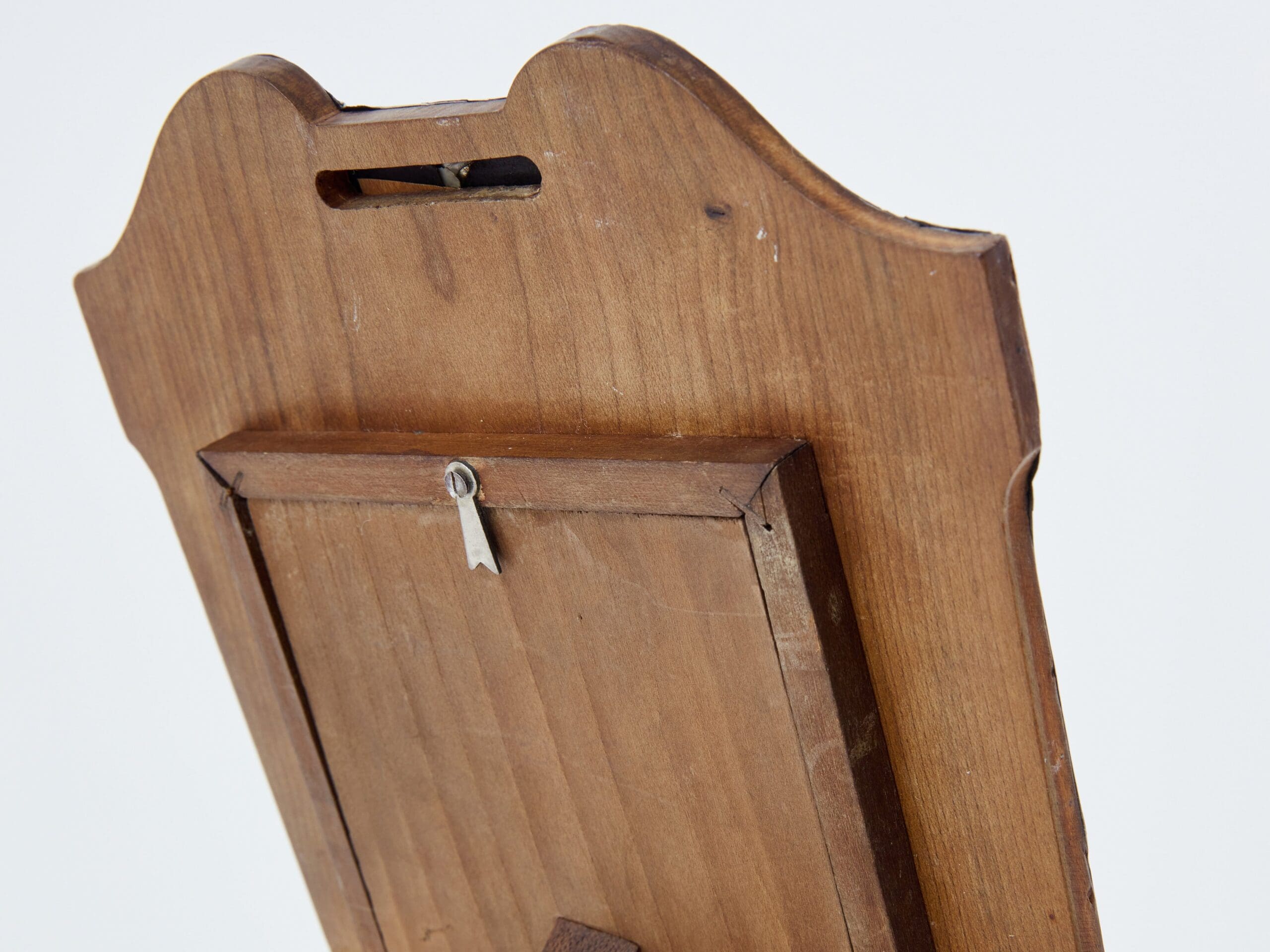Miroir de courtoisie Art Nouveau en étain et loupe d’amboine des années 1910