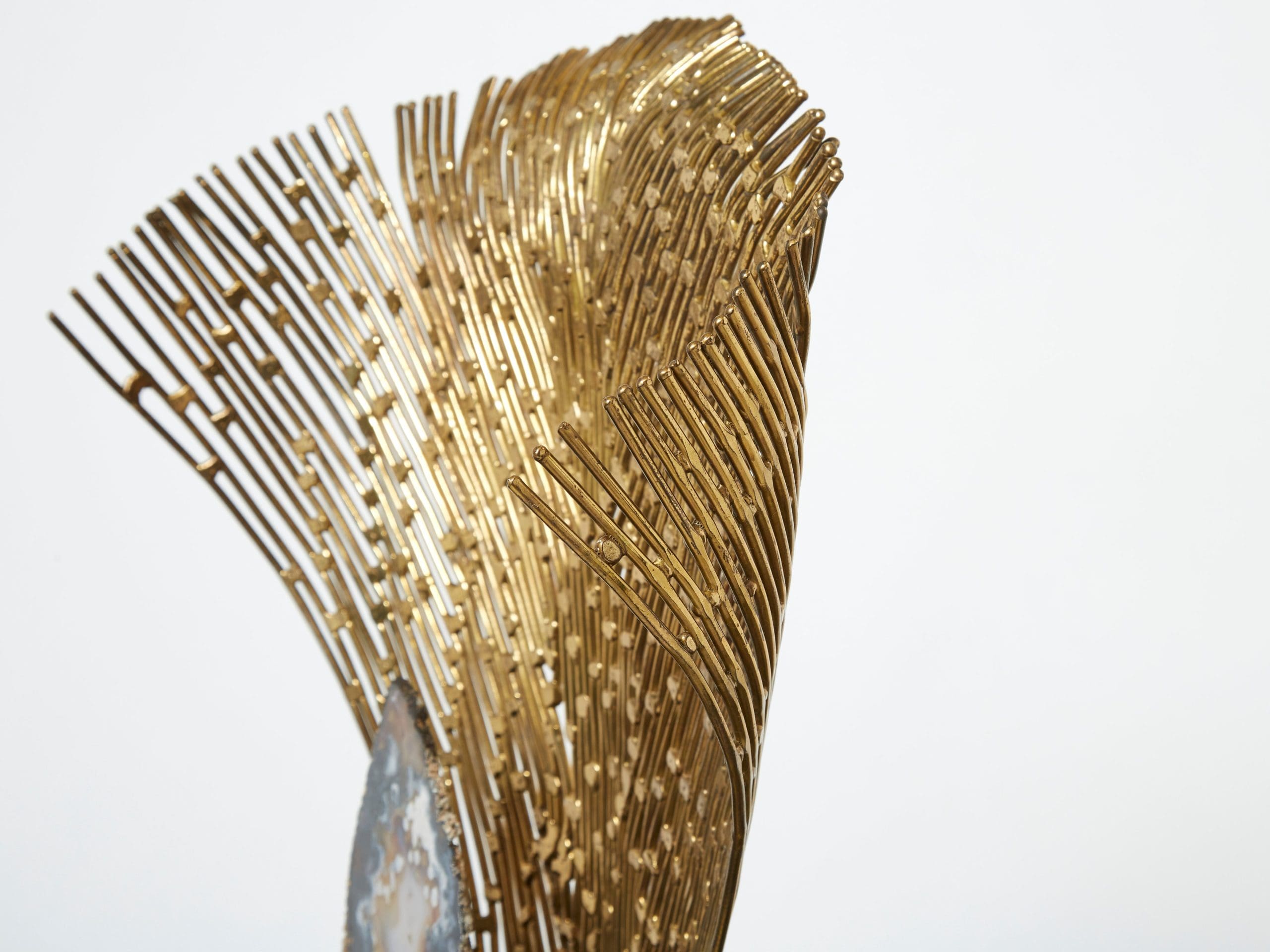 Lampe de table Henri Fernandez en laiton et agate, modèle Nefertiti, 1970