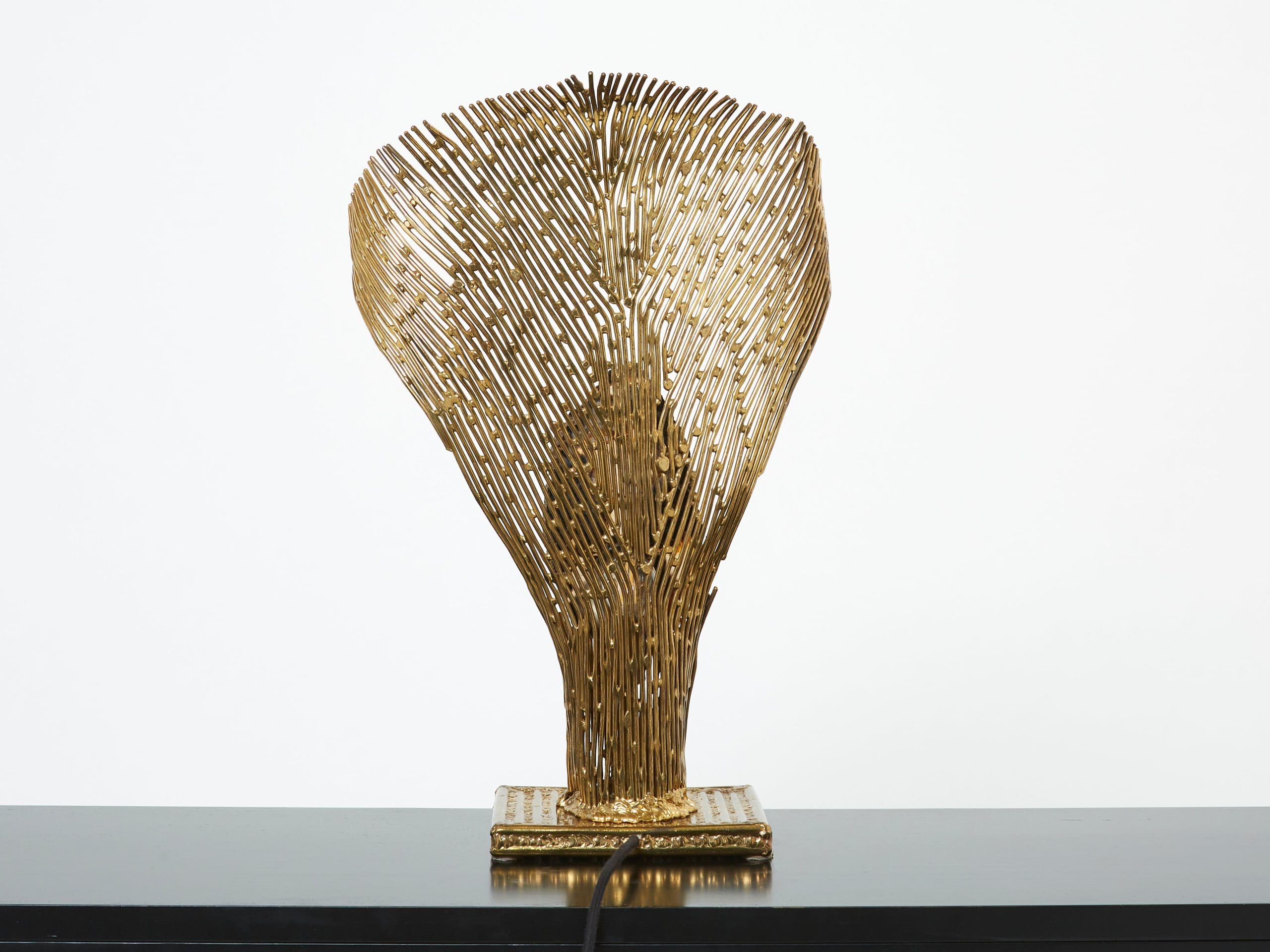 Lampe de table Henri Fernandez en laiton et agate, modèle Nefertiti, 1970