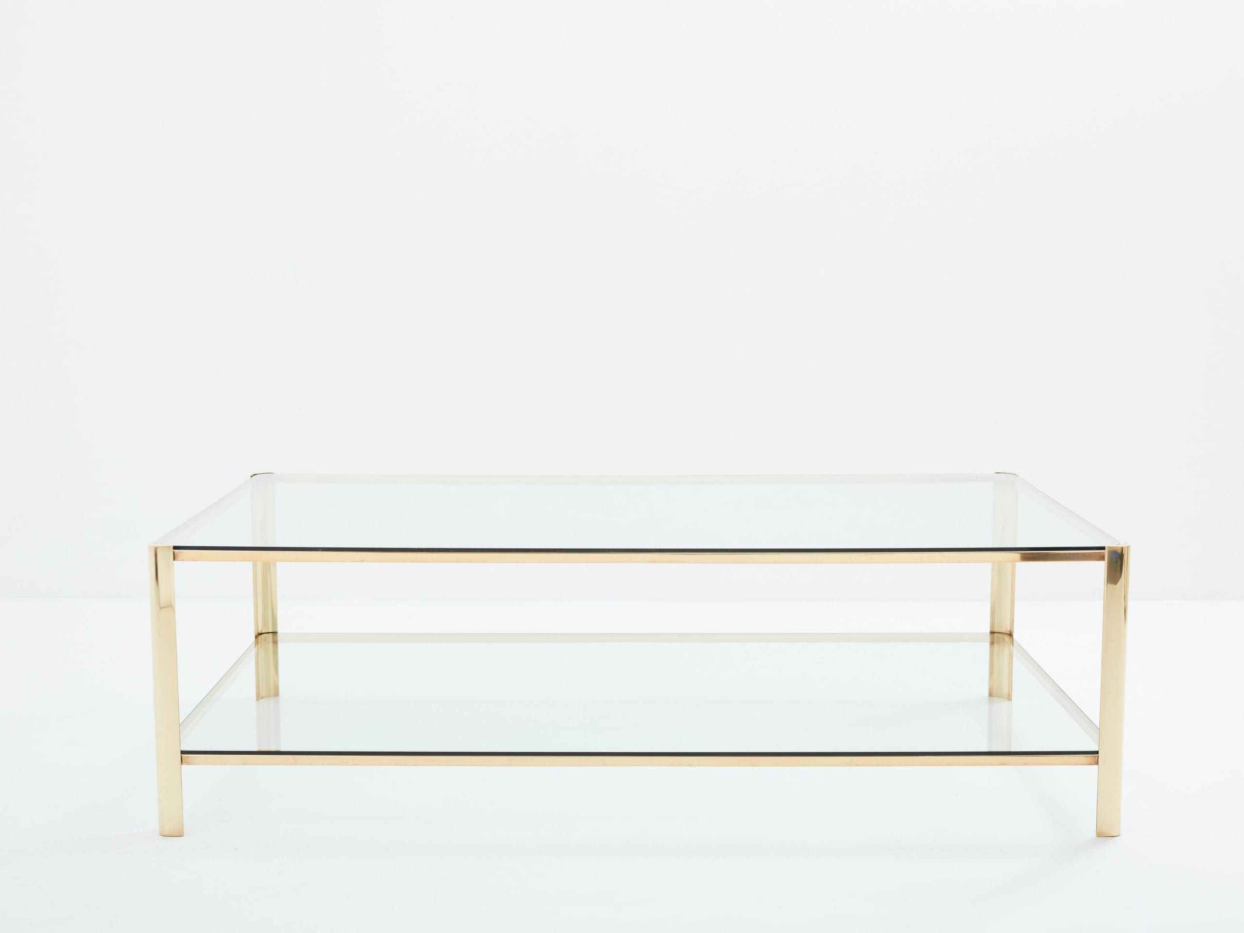 Table basse en bronze à deux niveaux par J.T. Lepelletier pour Broncz (1960s)