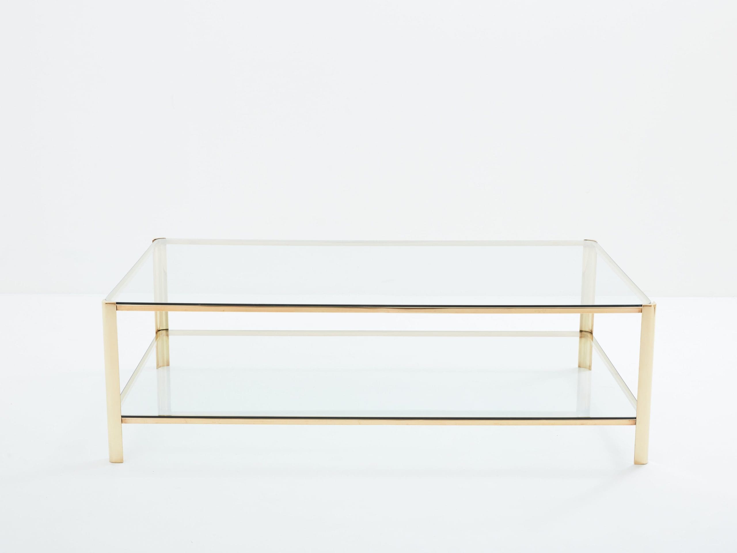 Table basse en bronze à deux niveaux par J.T. Lepelletier pour Broncz (1960s)