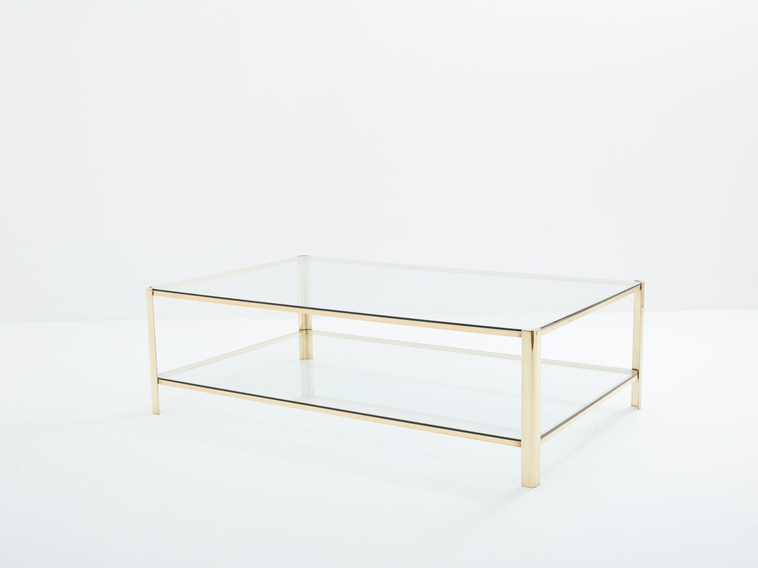 Table basse en bronze à deux niveaux par J.T. Lepelletier pour Broncz (1960s)
