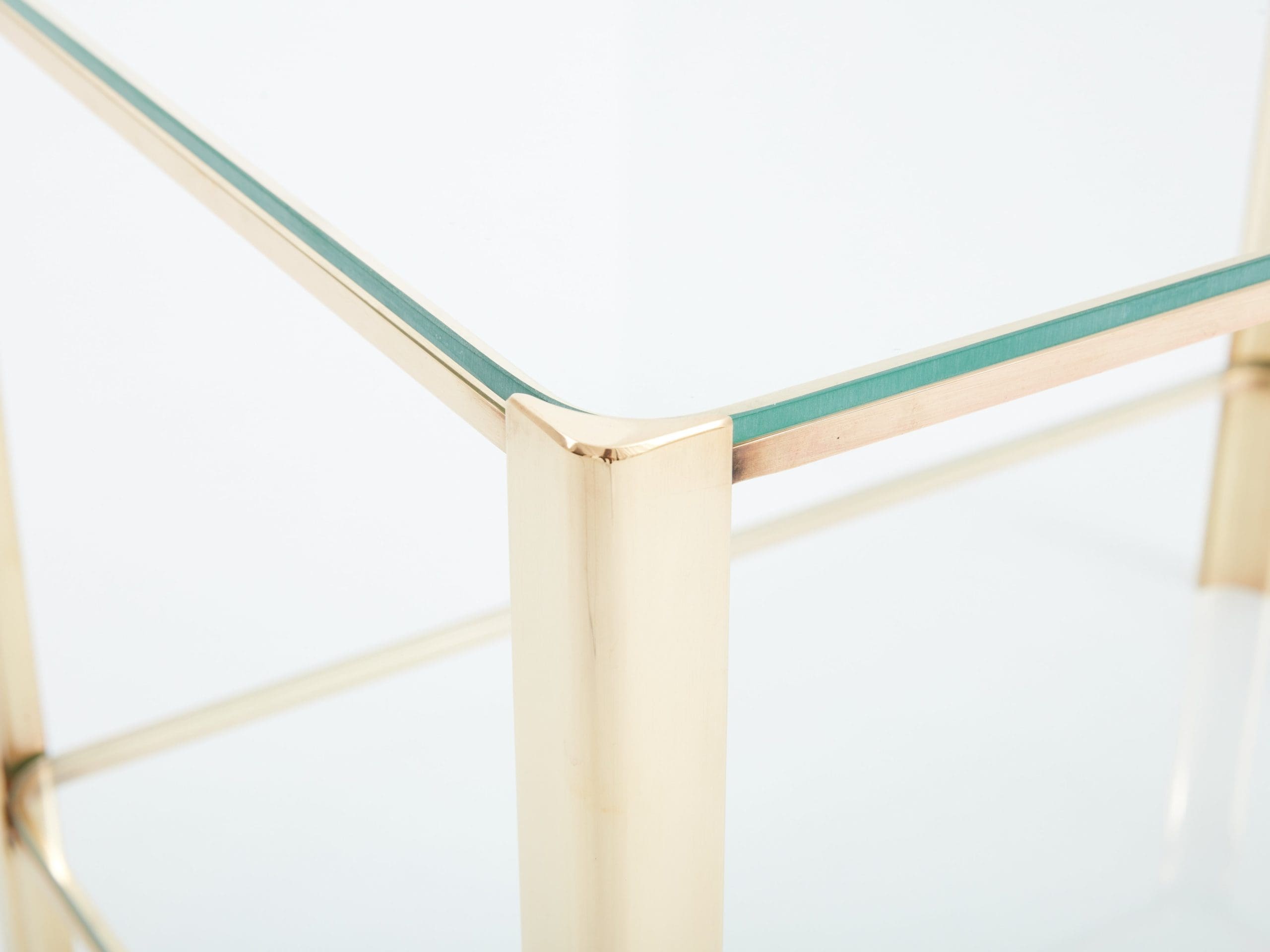 Two-tier Bronze glass side table by J.T. Lepelletier for Broncz 1960s