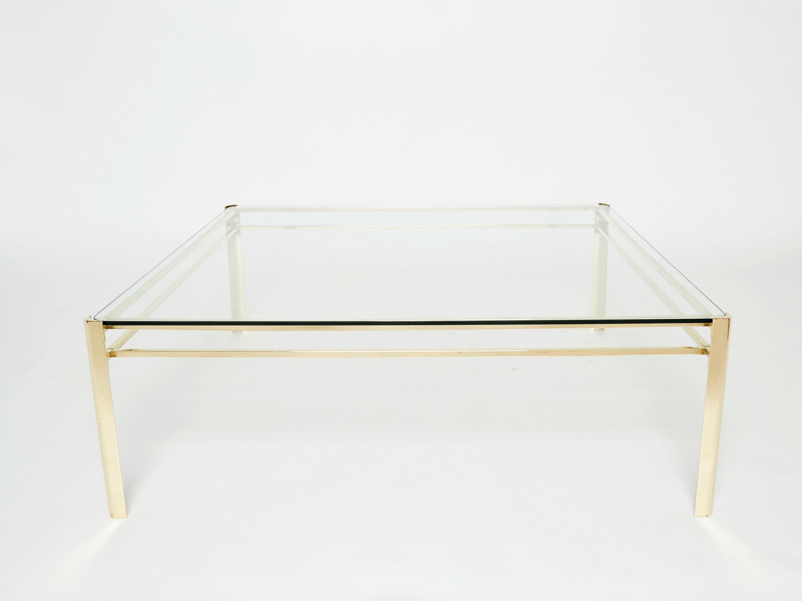 signed large square bronze coffee table j.t. lepelletier for broncz 1960s