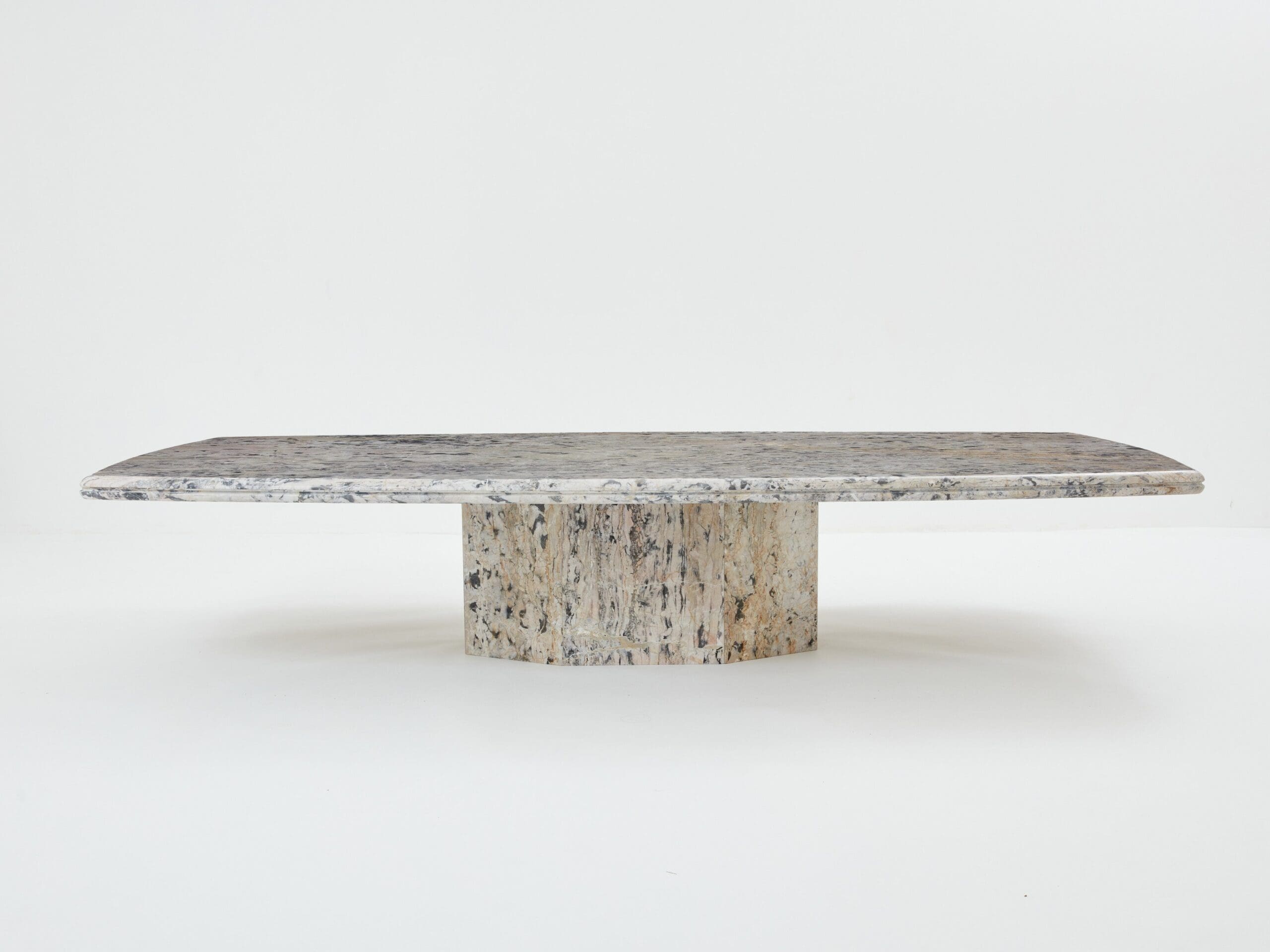 Table Basse en Marbre Sicilien Greige des Années 1970