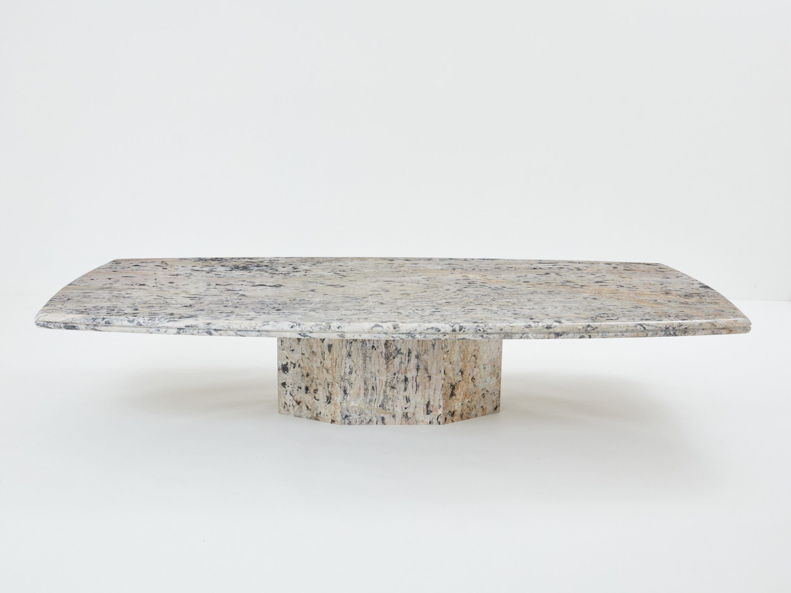 Table Basse en Marbre Sicilien Greige des Années 1970