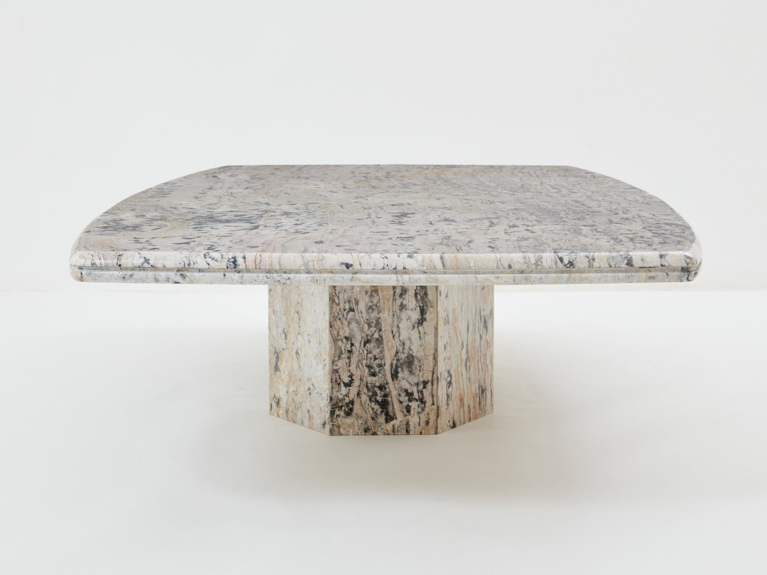 Table Basse en Marbre Sicilien Greige des Années 1970