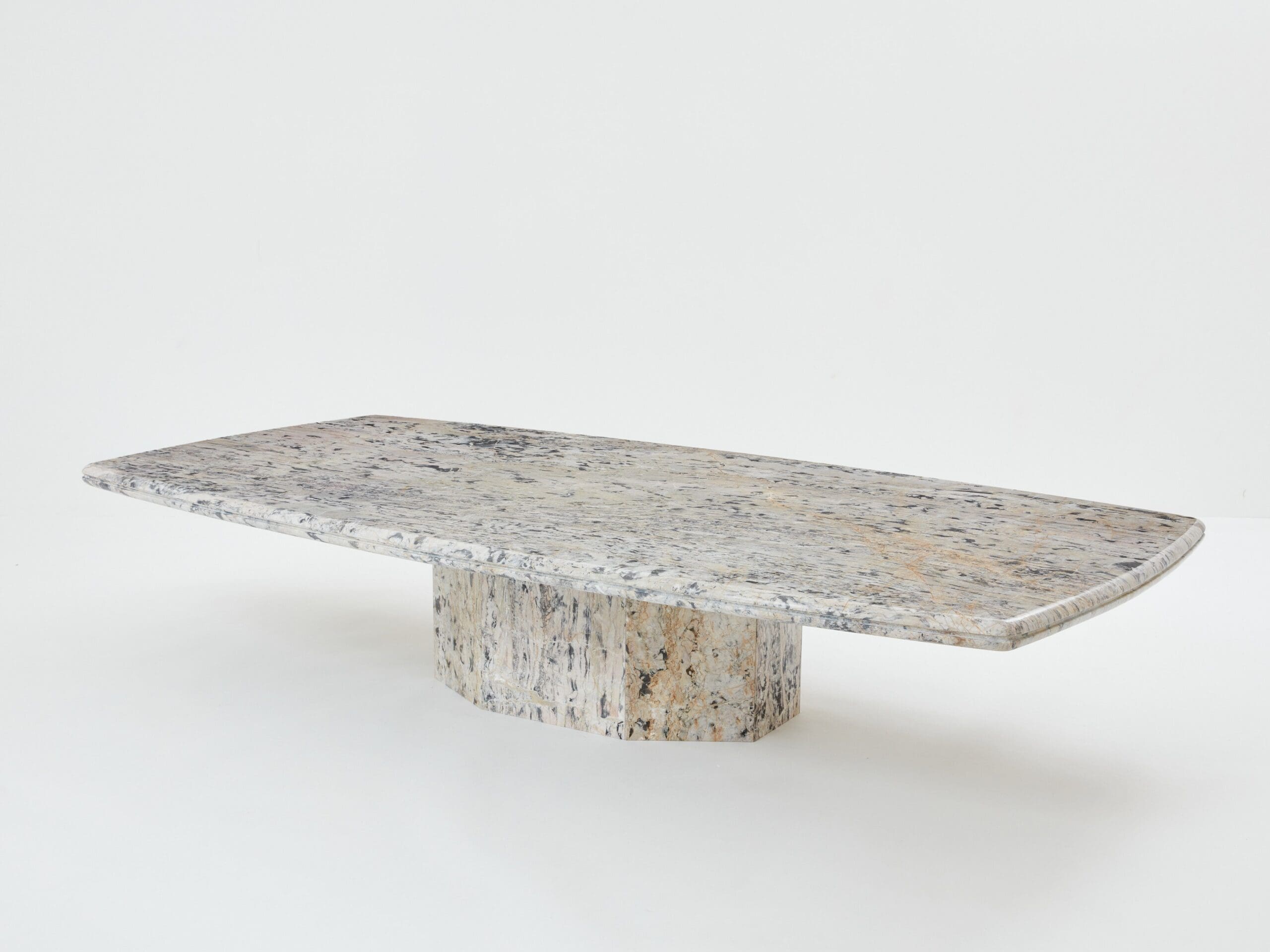 Table Basse en Marbre Sicilien Greige des Années 1970