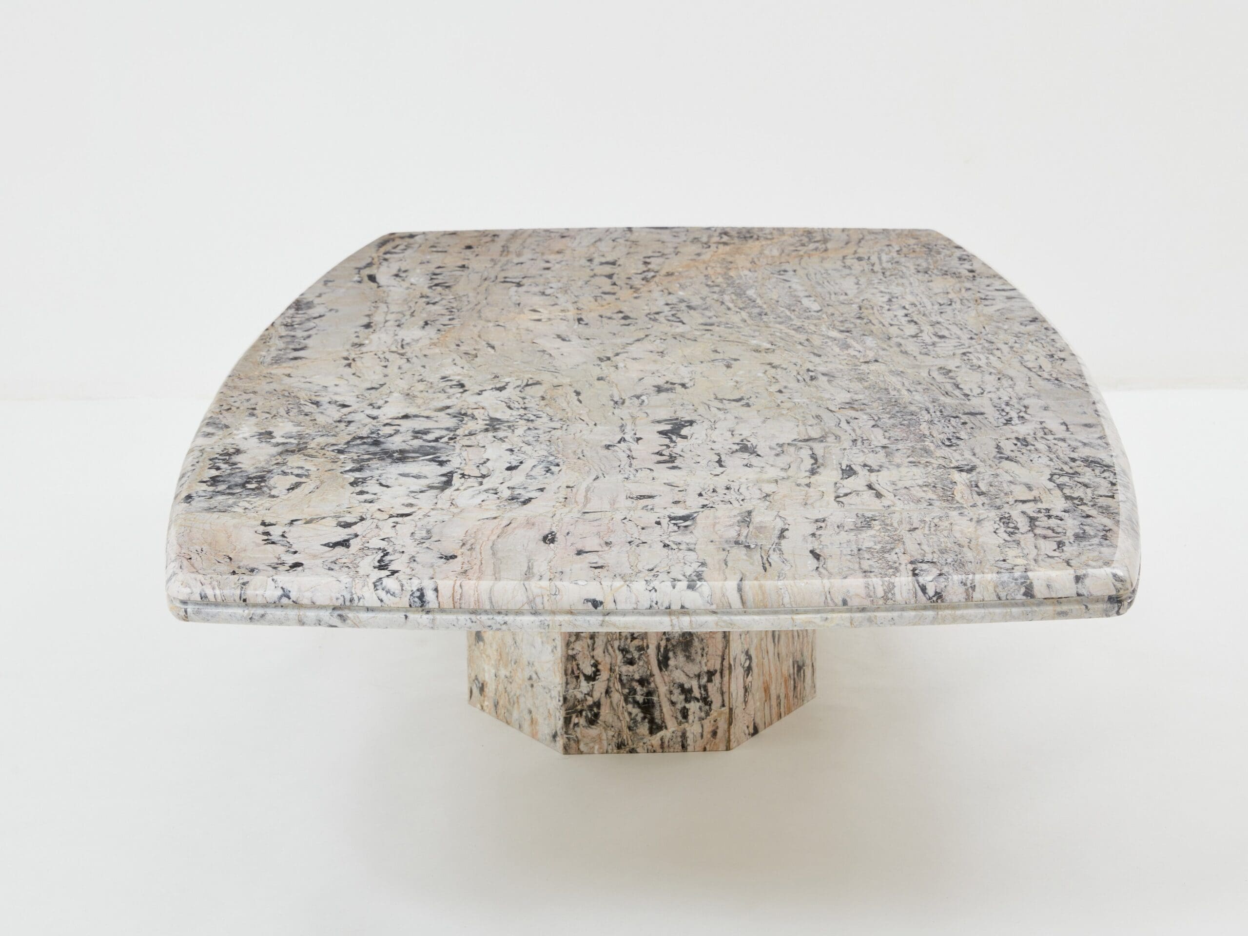 Table Basse en Marbre Sicilien Greige des Années 1970